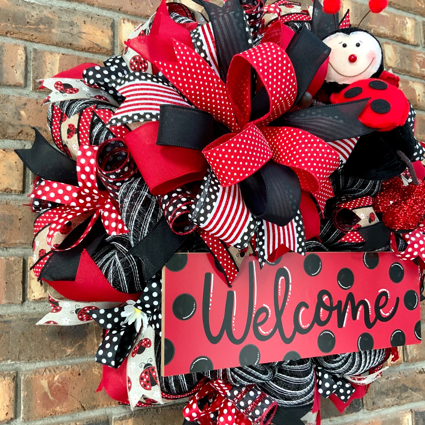 Lady Bug Wreath, LadyBug Lane Wreath For Front Door, Summer LadyBug Wreath, Lady Bug Decor, LadyBug Decor, Large Summer Wreath