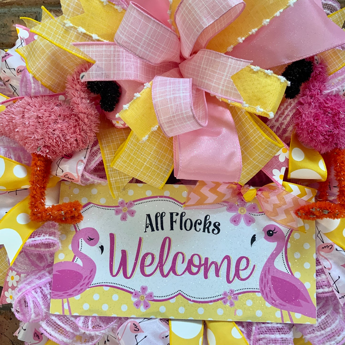 Pink Flamingo Wreath, Flamingo Wreath For Front Door, Pink Flamingo Decor, Flamingo Door Hanger