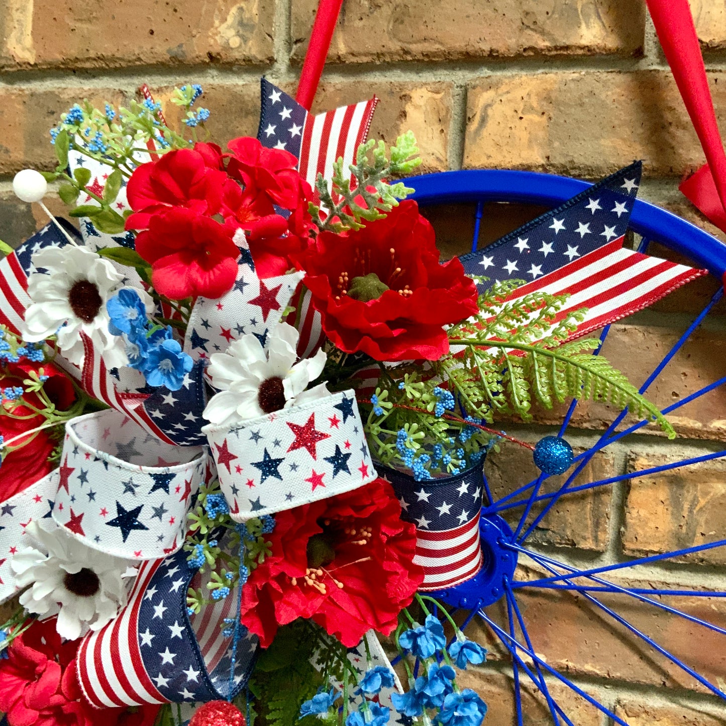 Patriotic Bicycle Door Hanger, Summer Bicycle Wreath, Patriotic Bicycle Wreath, American Summer Wreath, American Flag Wreath, Memorial Day Wreath, Fourth Of July Wreath, Labor Day Wreath