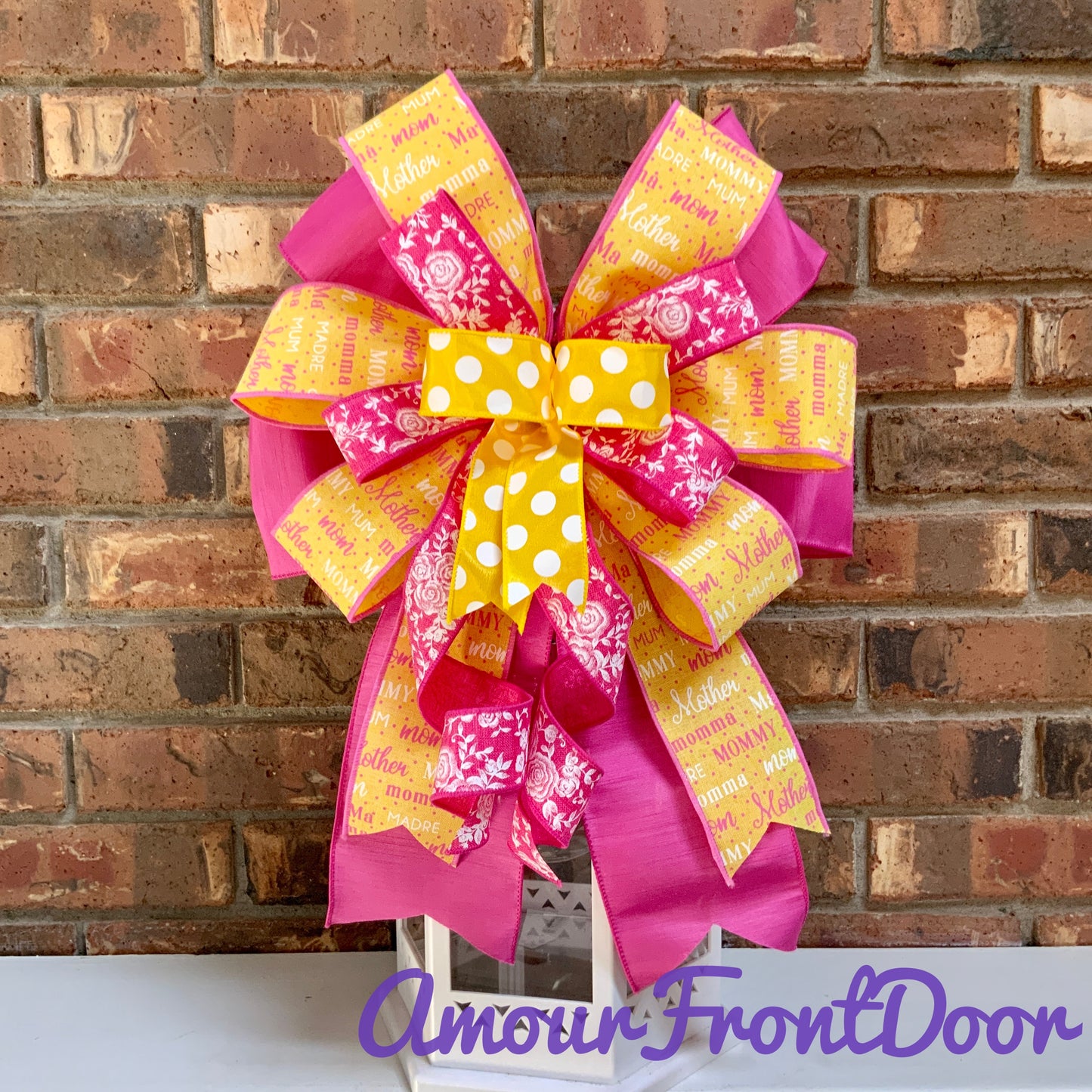 Mother's Day Bow, Mother's Day Decor, Mom Lantern Bow, Mom Mailbox Decor, Mother Birthday Decor, Bow For Wreaths, Sconce Bow