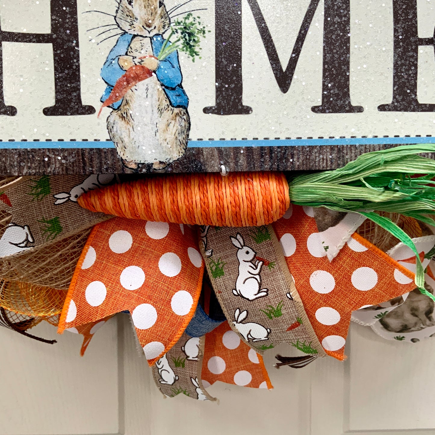 Easter Welcome Wreath, Happy Easter Wreath, Easter Rabbit Wreath, Easter Carrot Wreath, Farmhouse Easter Decor For Front Door, Easter Door Hanger