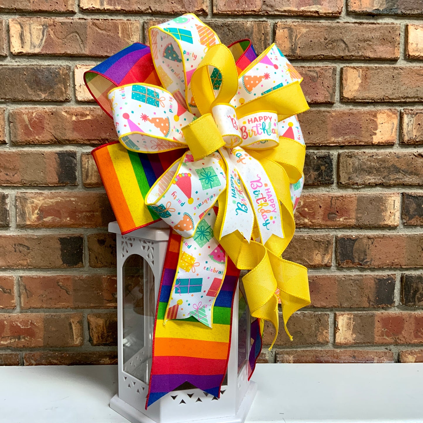 Happy Birthday Bow, Birthday Bow, Lantern Bow, Mailbox Bow, Happy Birthday Decor, Birthday Decor, Sconce Bow, Birthday Bow For Wreaths