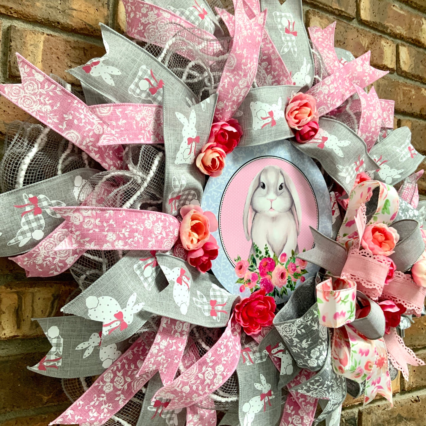 Easter Pancake Wreath, Easter Wreath For Front Door, Easter Rabbit Wreath, Easter Bunny Wreath, Spring Pancake Wreath, Spring Easter Wreath