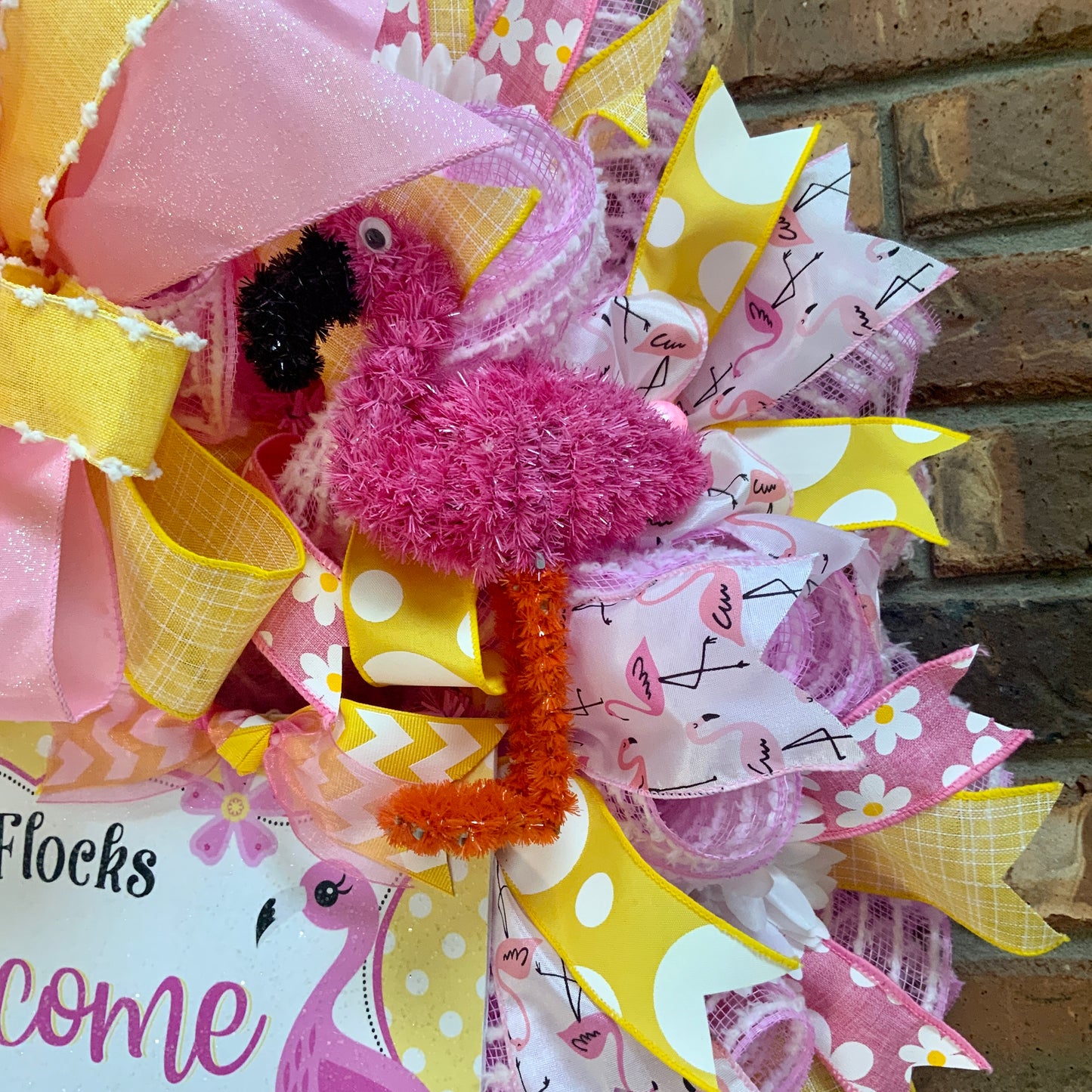 Pink Flamingo Wreath, Flamingo Wreath For Front Door, Pink Flamingo Decor, Flamingo Door Hanger