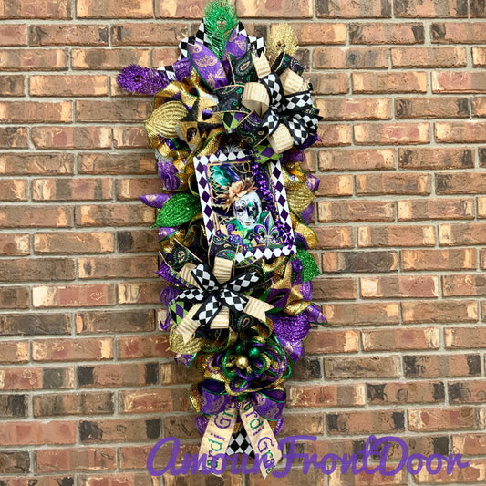 Mardi Gras Swag, Mardi Gras Wreath, Mardi Gras Door Hanger, Mardi Gras Door Wreath, Mardi Gras Decorations, Mardi Gras Decor