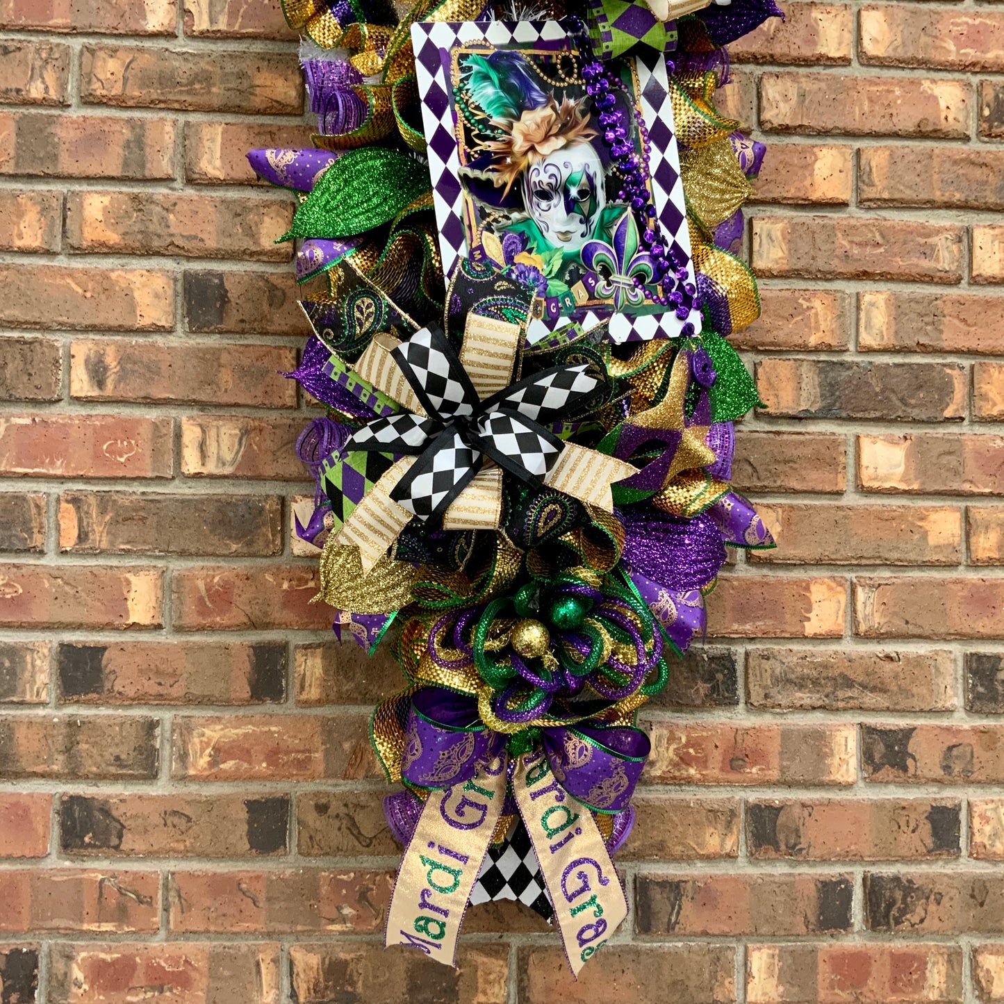 Mardi Gras Swag, Mardi Gras Wreath, Mardi Gras Door Hanger, Mardi Gras Door Wreath, Mardi Gras Decorations, Mardi Gras Decor