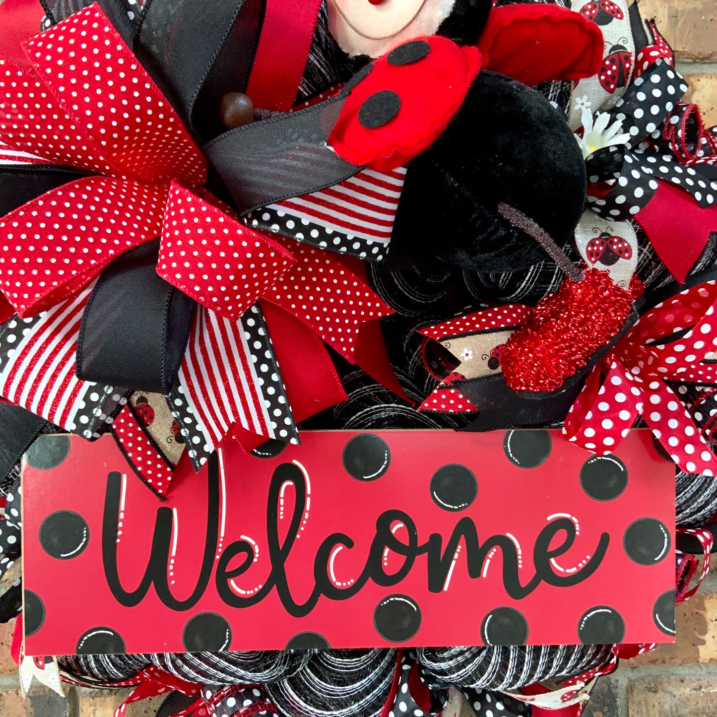 Lady Bug Wreath, LadyBug Lane Wreath For Front Door, Summer LadyBug Wreath, Lady Bug Decor, LadyBug Decor, Large Summer Wreath
