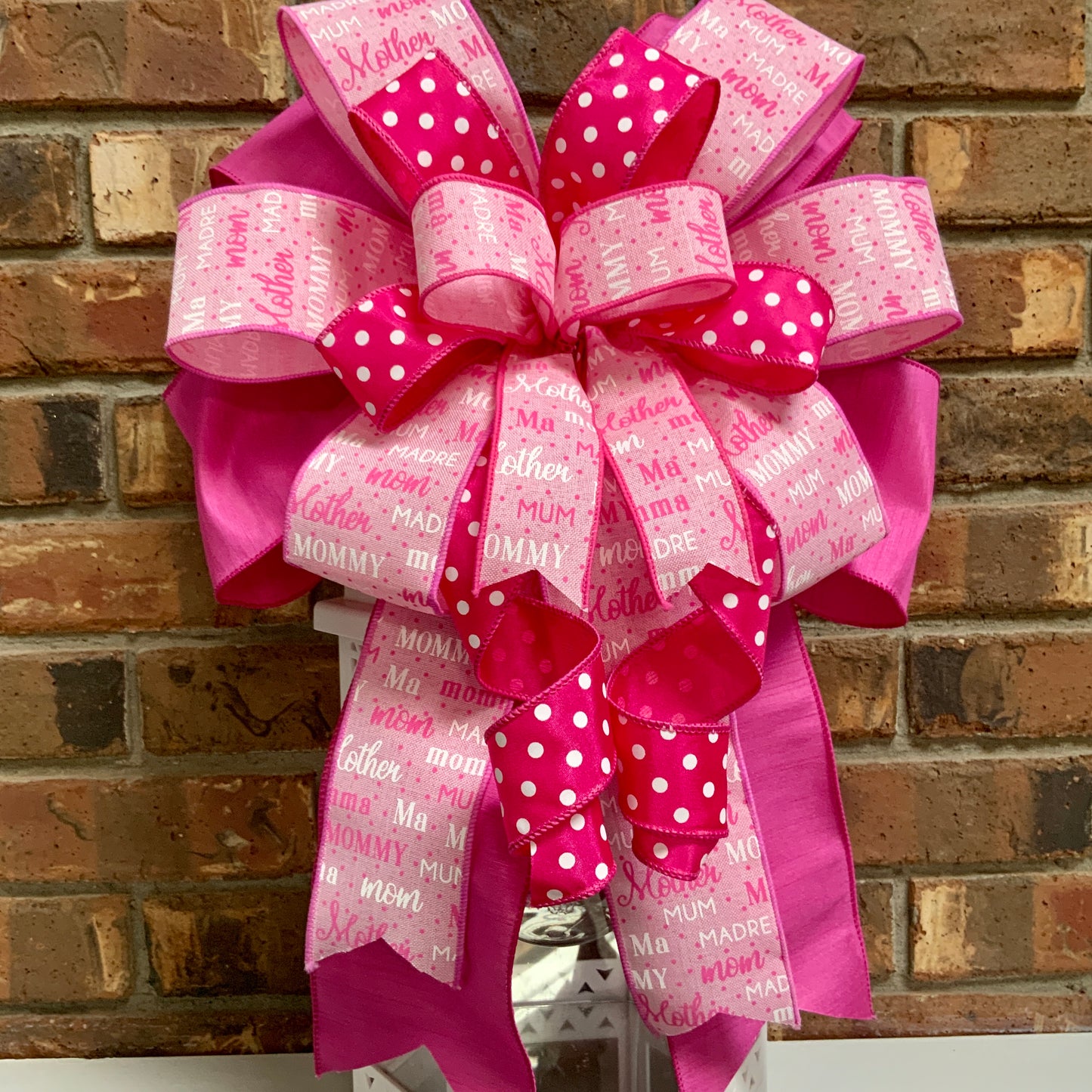 Mother's Day Bow, Mother's Day Decor, Mom Lantern Bow, Mom Mailbox Decor, Mother Birthday Decor, Bow For Wreaths, Sconce Bow