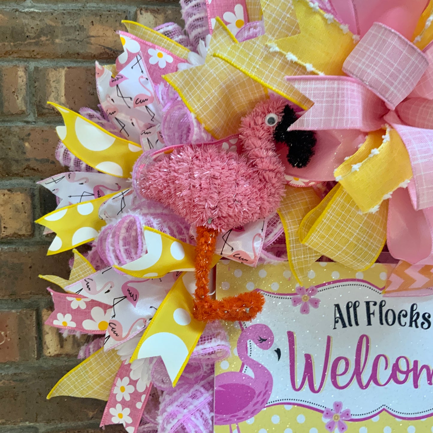 Pink Flamingo Wreath, Flamingo Wreath For Front Door, Pink Flamingo Decor, Flamingo Door Hanger
