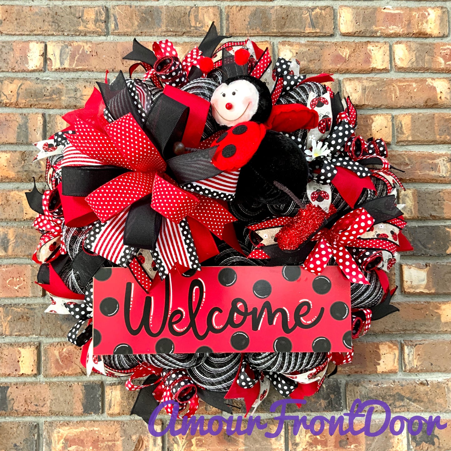 Lady Bug Wreath, LadyBug Lane Wreath For Front Door, Summer LadyBug Wreath, Lady Bug Decor, LadyBug Decor, Large Summer Wreath