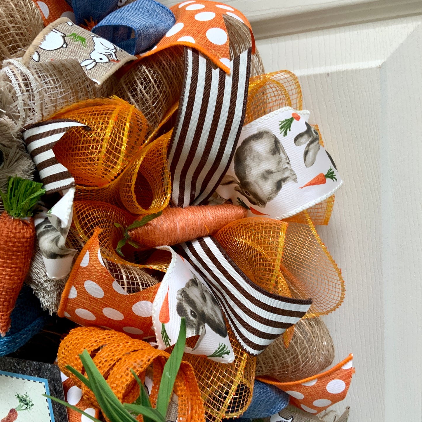 Easter Welcome Wreath, Happy Easter Wreath, Easter Rabbit Wreath, Easter Carrot Wreath, Farmhouse Easter Decor For Front Door, Easter Door Hanger