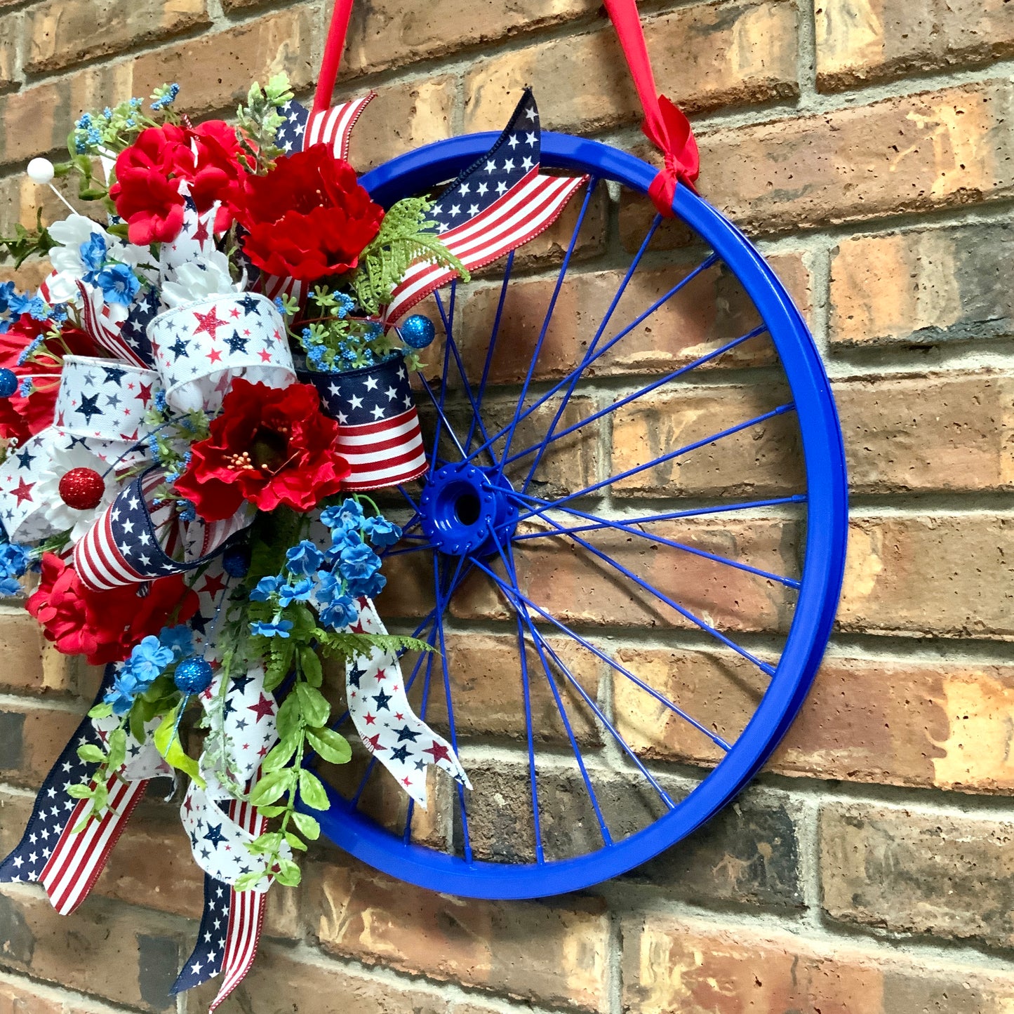 Patriotic Bicycle Door Hanger, Summer Bicycle Wreath, Patriotic Bicycle Wreath, American Summer Wreath, American Flag Wreath, Memorial Day Wreath, Fourth Of July Wreath, Labor Day Wreath