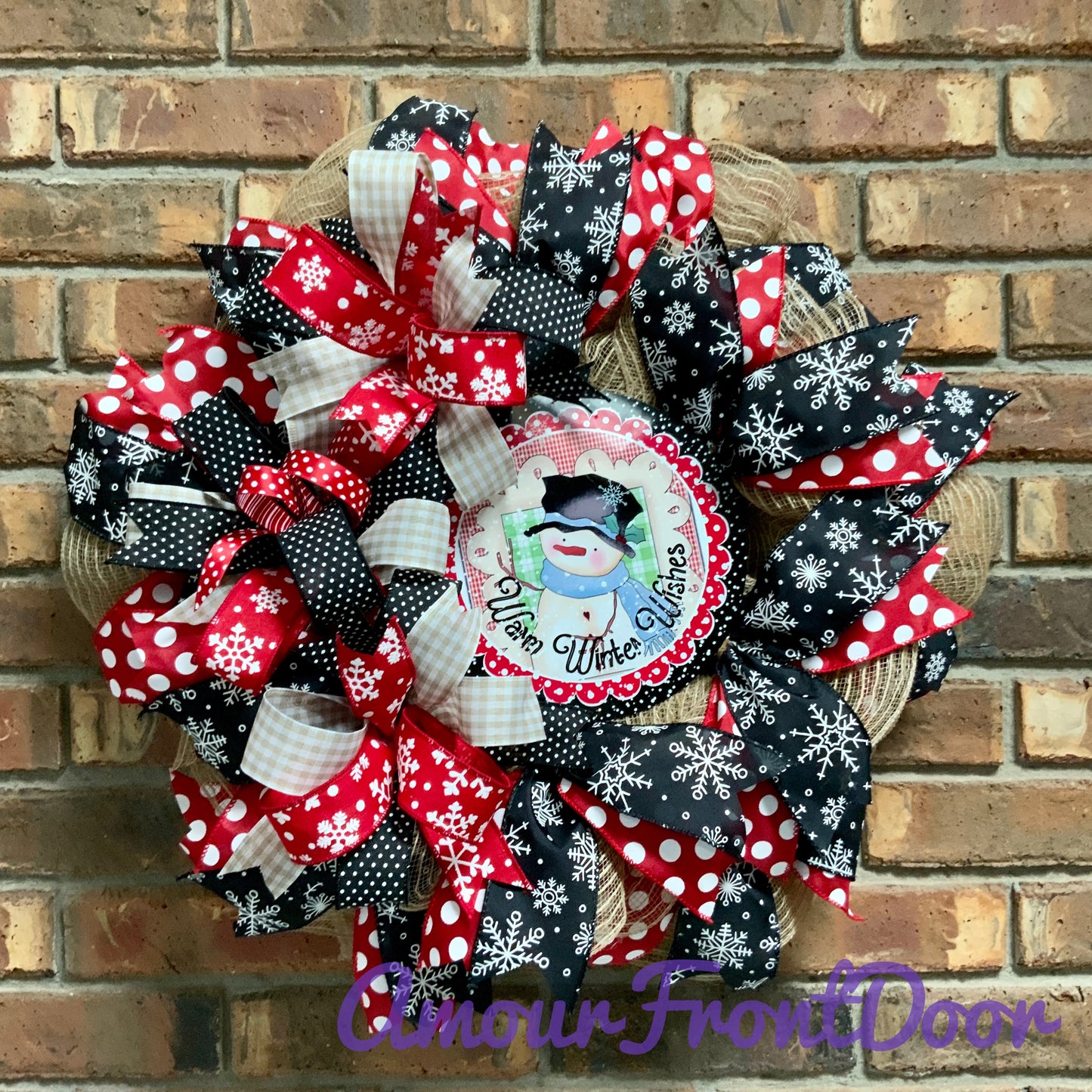 Snowman Wreath, Snowman Pancake Wreath, Winter Wreath, Winter Pancake Wreath, Winter Not Christmas Wreath, Warm Winter Wishes Wreath