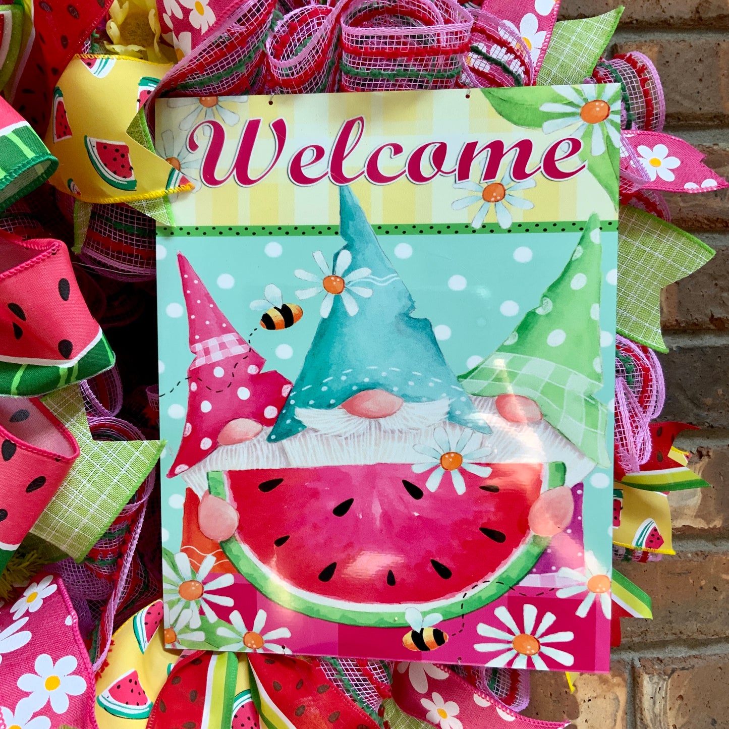 Watermelon Wreath, Summer Watermelon Wreath, Spring Watermelon Wreath, Summer Gnome Wreath, Gnome Wreath, Large Summer Wreath