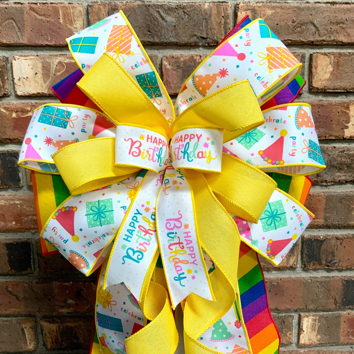 Happy Birthday Bow, Birthday Bow, Lantern Bow, Mailbox Bow, Happy Birthday Decor, Birthday Decor, Sconce Bow, Birthday Bow For Wreaths