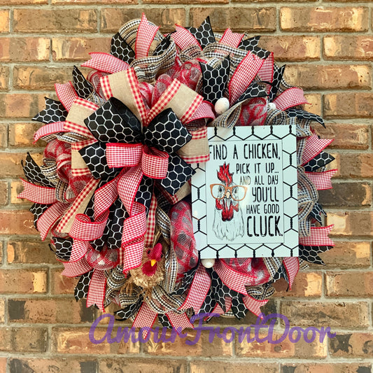 Chicken Wreath, Rooster Farmhouse Wreath, Farm Country Wreath, Chicken Coop Wreath, Chicken Country Decor