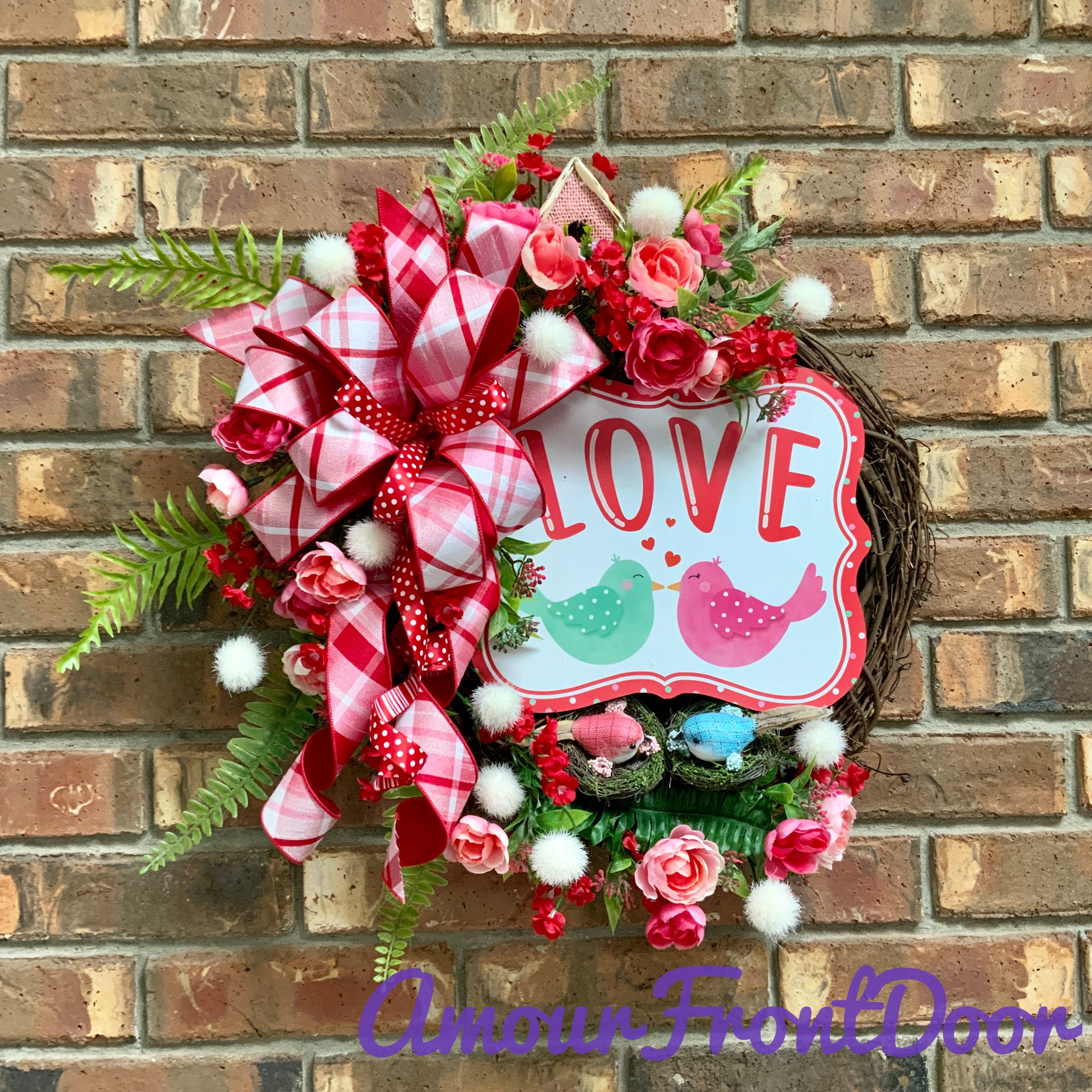 Cat Valentines Day Wreath, Cat Valentines Day Door Hanger, Cat