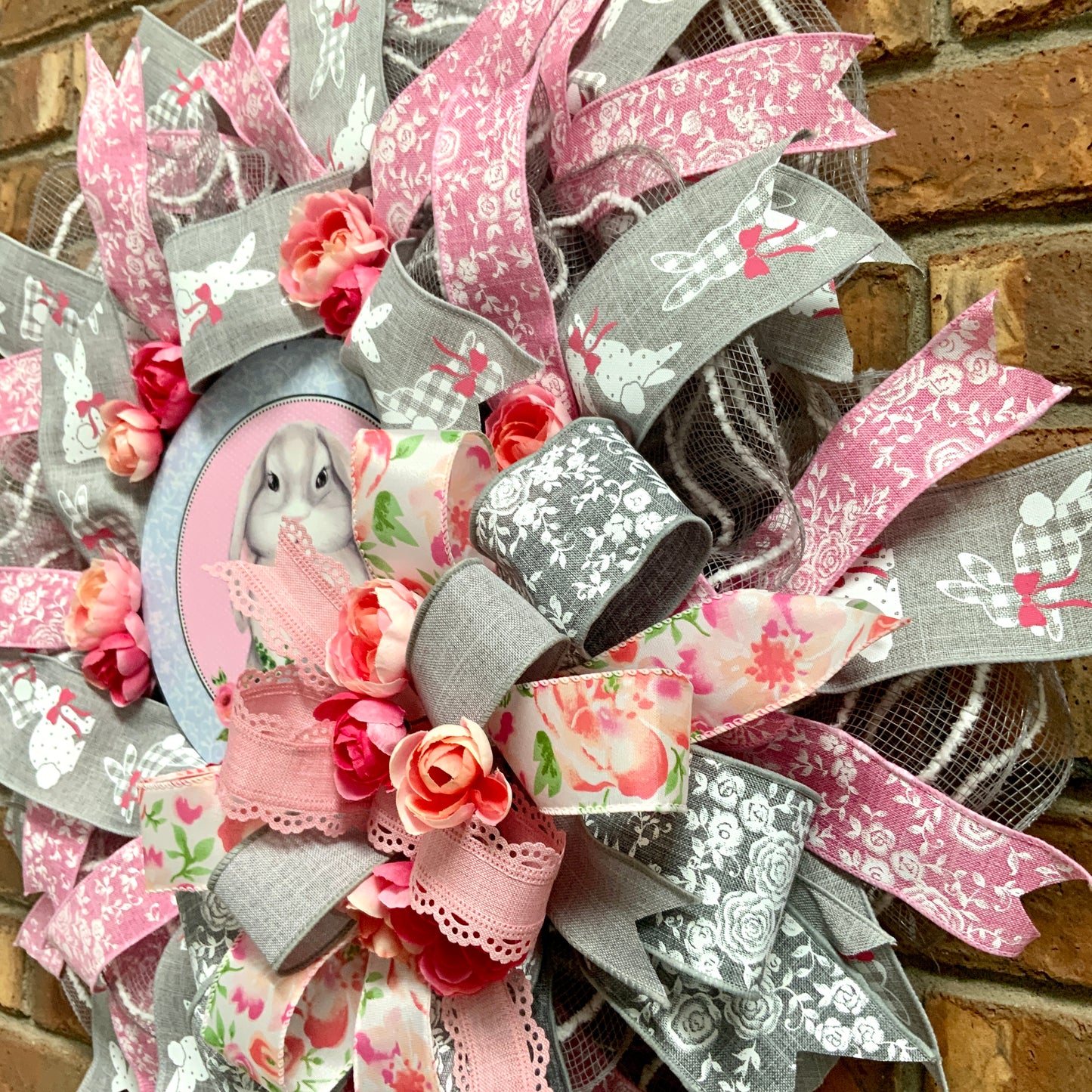 Easter Pancake Wreath, Easter Wreath For Front Door, Easter Rabbit Wreath, Easter Bunny Wreath, Spring Pancake Wreath, Spring Easter Wreath