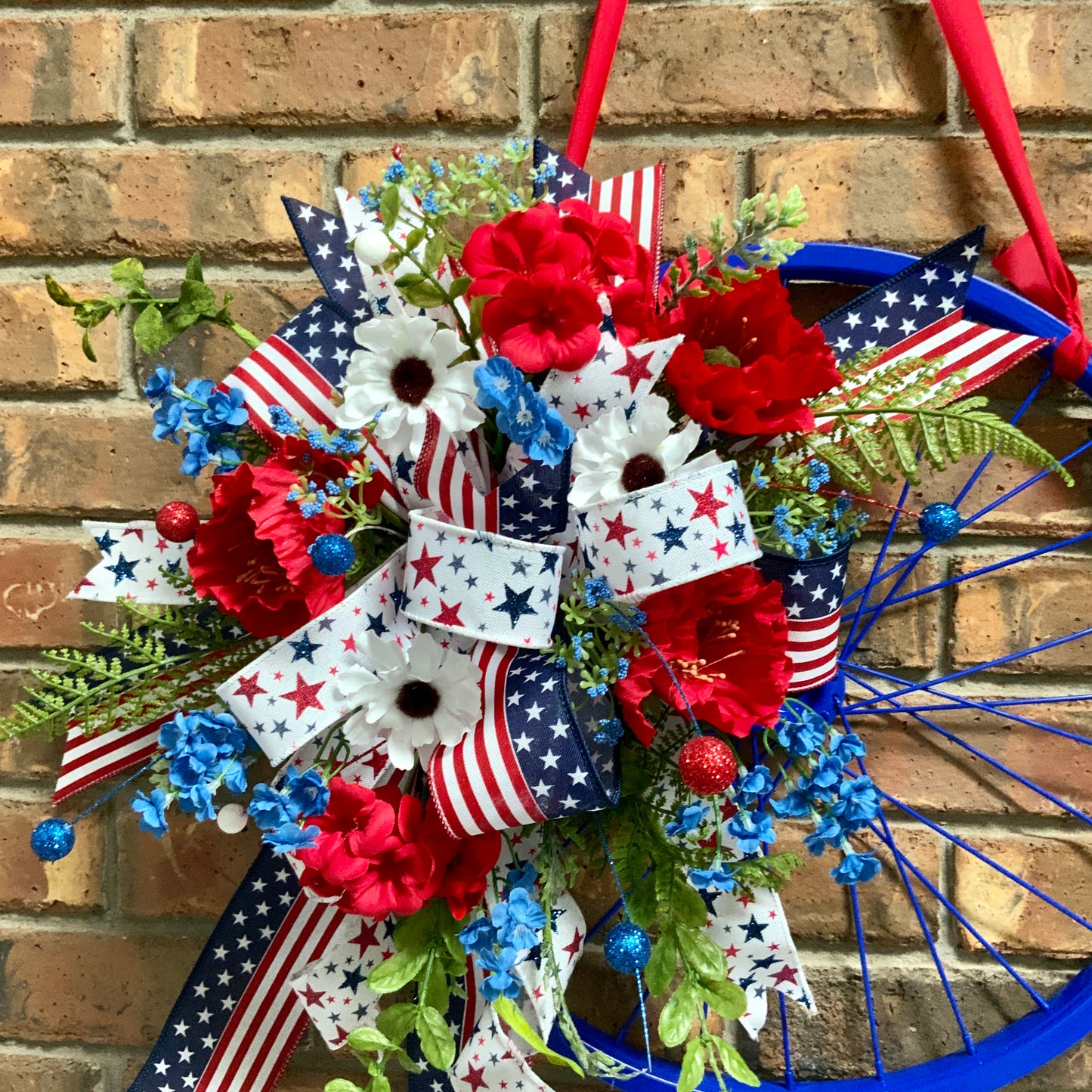 Patriotic Bicycle Door Hanger, Summer Bicycle Wreath, Patriotic Bicycle Wreath, American Summer Wreath, American Flag Wreath, Memorial Day Wreath, Fourth Of July Wreath, Labor Day Wreath