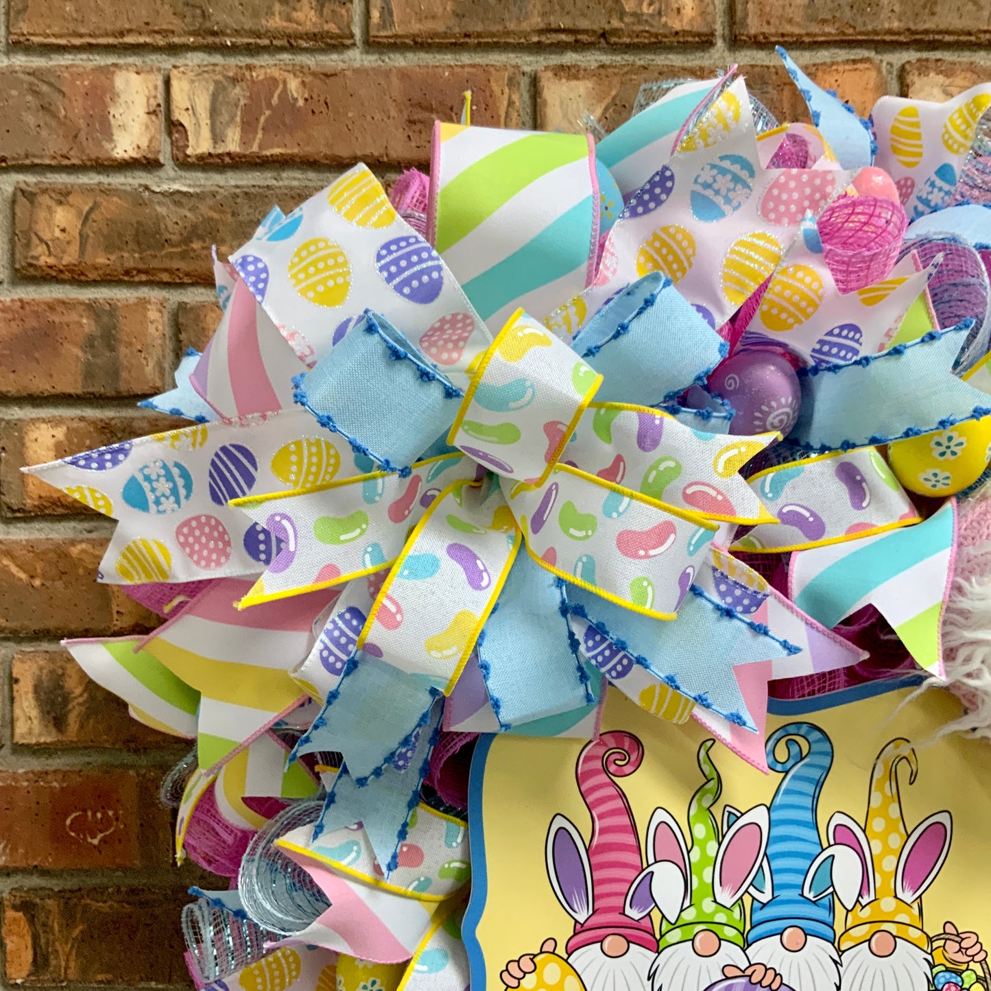 Easter Gnome Wreath, Hoppy Easter Wreath, Spring Gnome Wreath, Easter Pastel Wreath, Easter Egg Wreath, Easter Welcome Wreath For Front Door