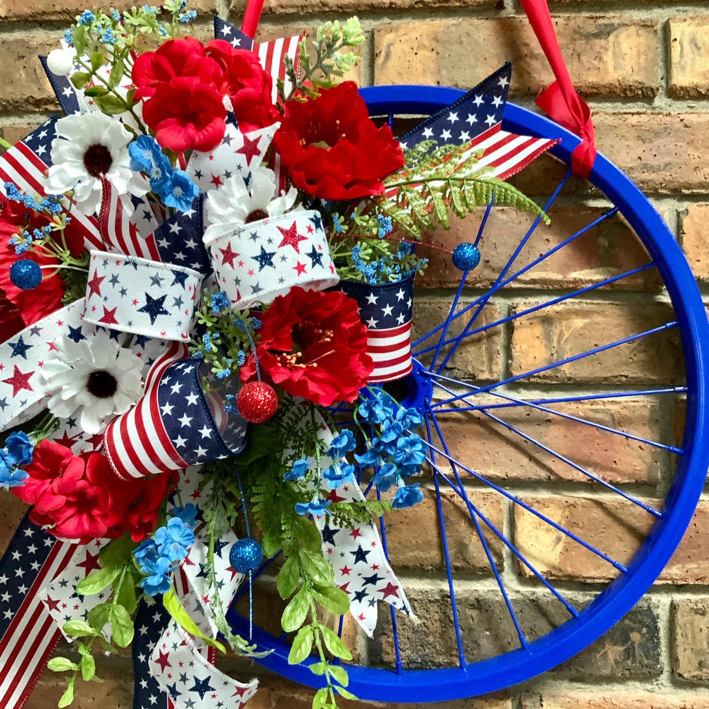 Patriotic Bicycle Door Hanger, Summer Bicycle Wreath, Patriotic Bicycle Wreath, American Summer Wreath, American Flag Wreath, Memorial Day Wreath, Fourth Of July Wreath, Labor Day Wreath