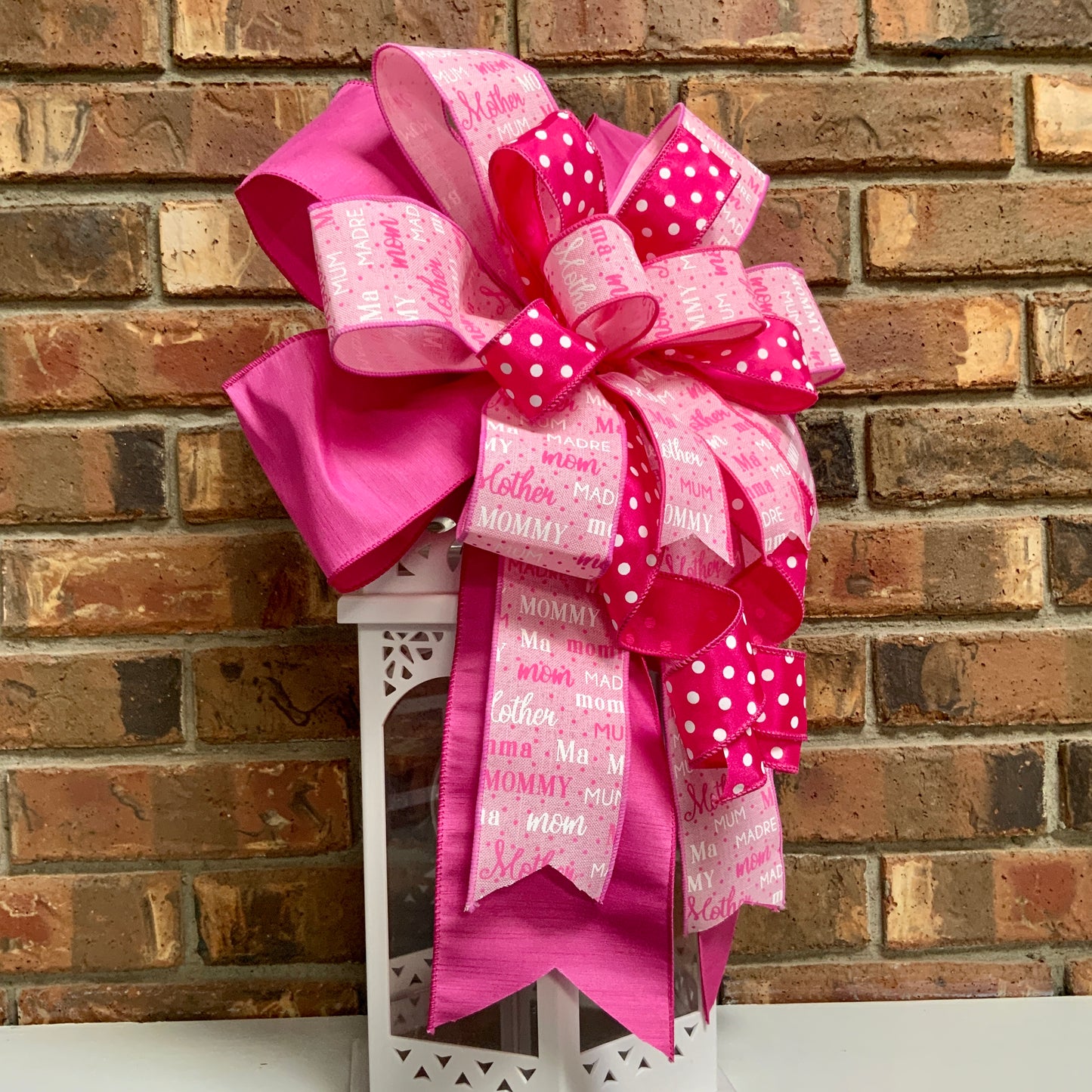Mother's Day Bow, Mother's Day Decor, Mom Lantern Bow, Mom Mailbox Decor, Mother Birthday Decor, Bow For Wreaths, Sconce Bow
