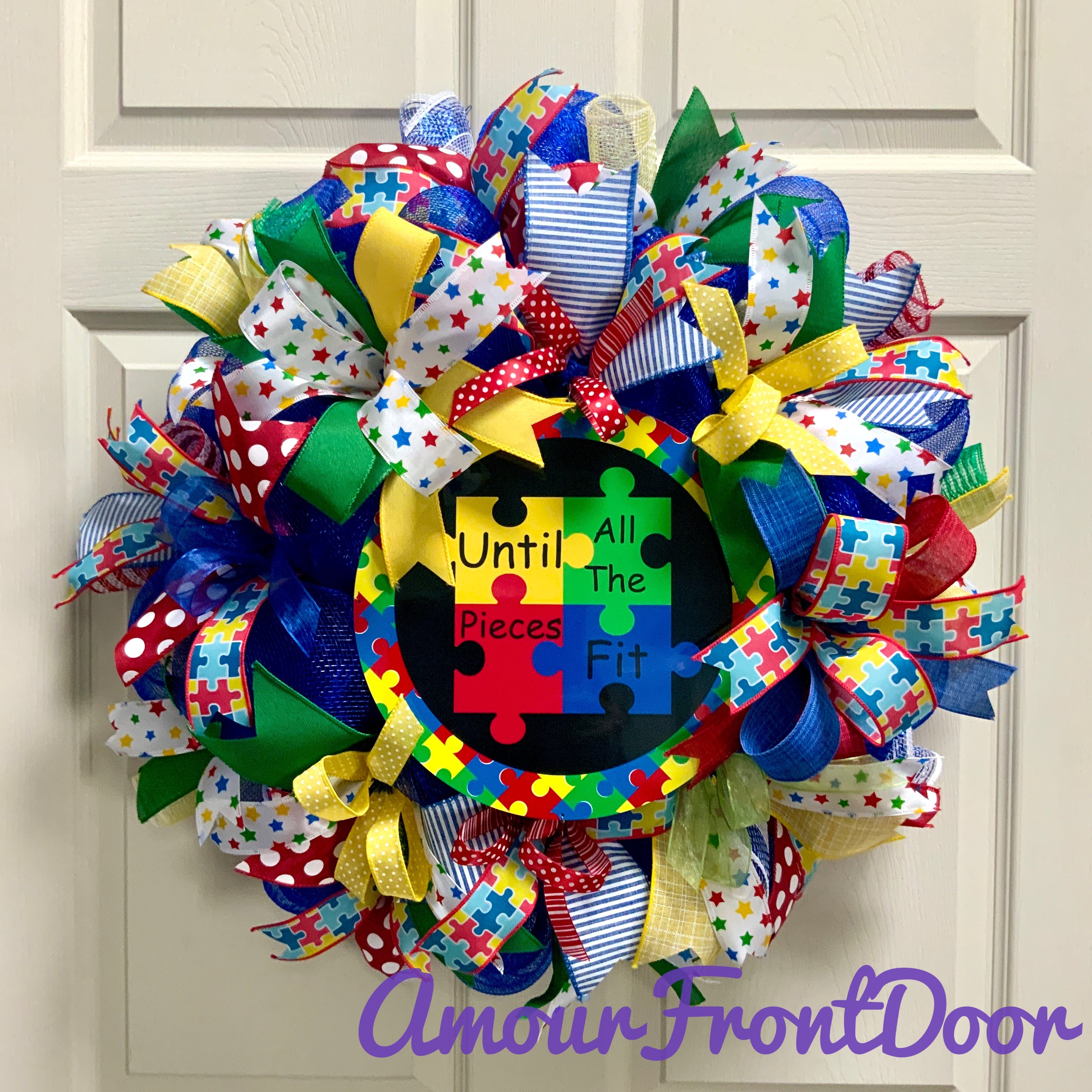 Autism is my retailer Superpower Wreath, Autism Awareness, Puzzle Piece, Front Door Wreath