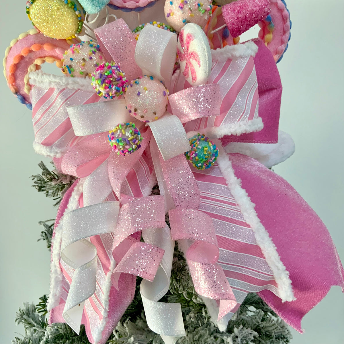 Candy Christmas Tree Topper Hat - Pastel Candy Land Tree Topper | Pink Sweet Treats Holiday Decor 2026