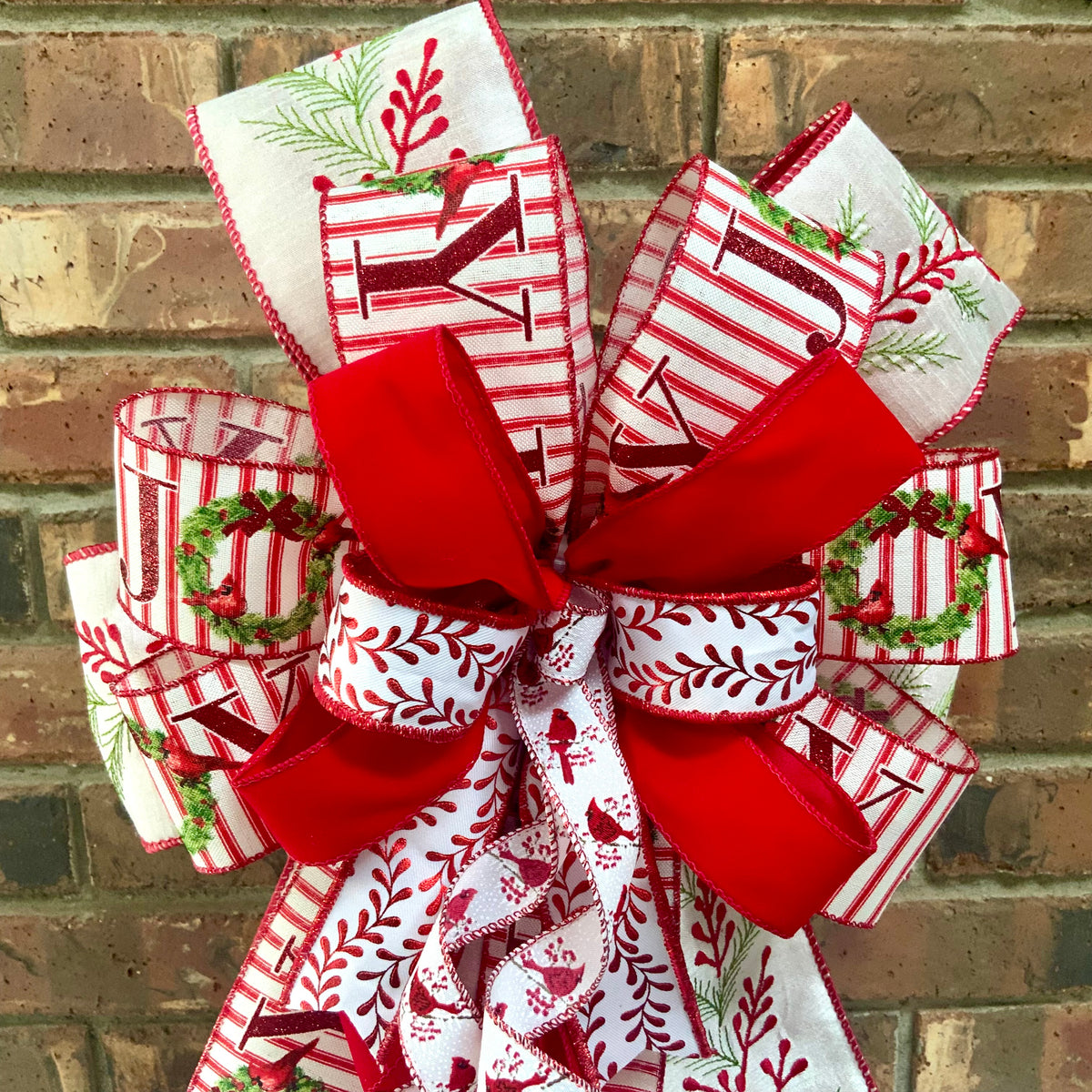 Red Cardinal Christmas Bow for Lanterns, Wreaths & Mailboxes | Winter Holiday Sconce Bow 2026