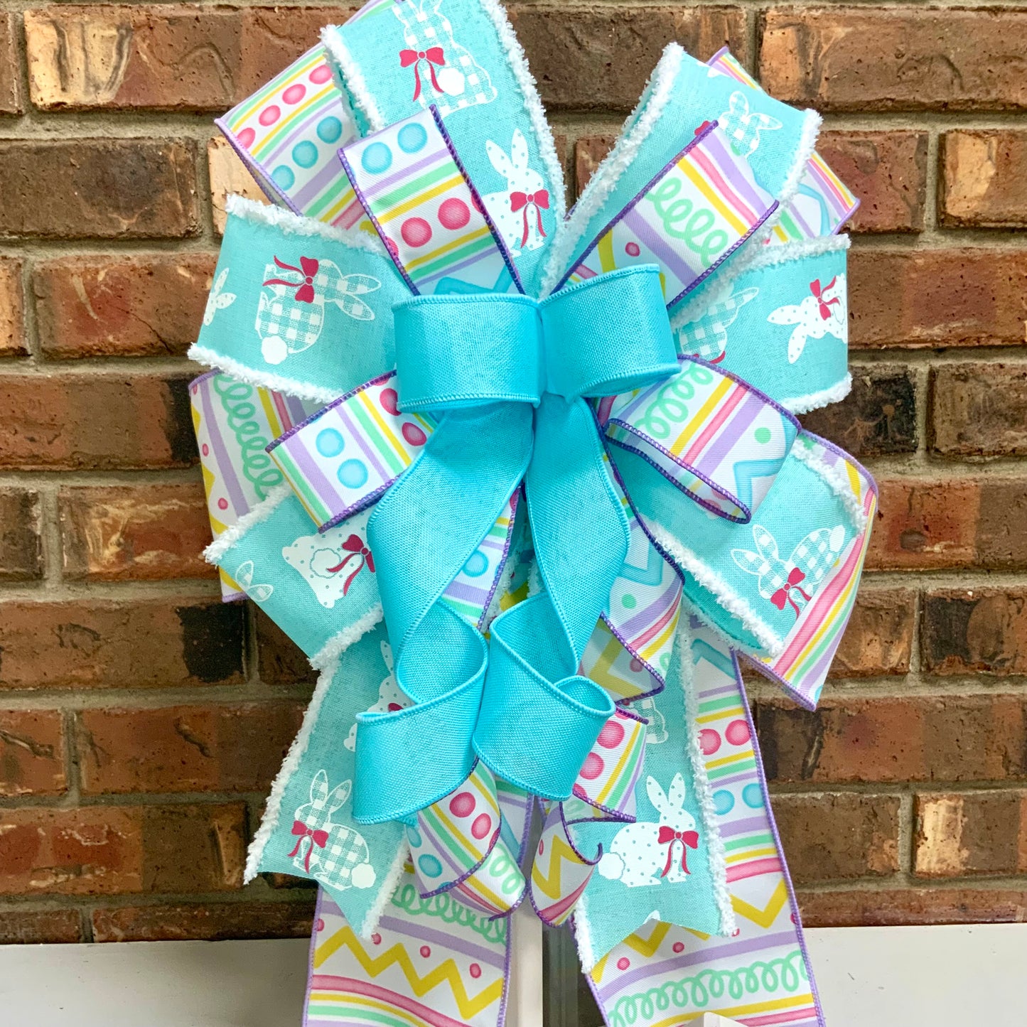 Easter Bow - Pastel Spring Bunny & Egg Lantern Bow | Baby Blue Yellow Purple Wreath Mailbox Sconce Decor 2026