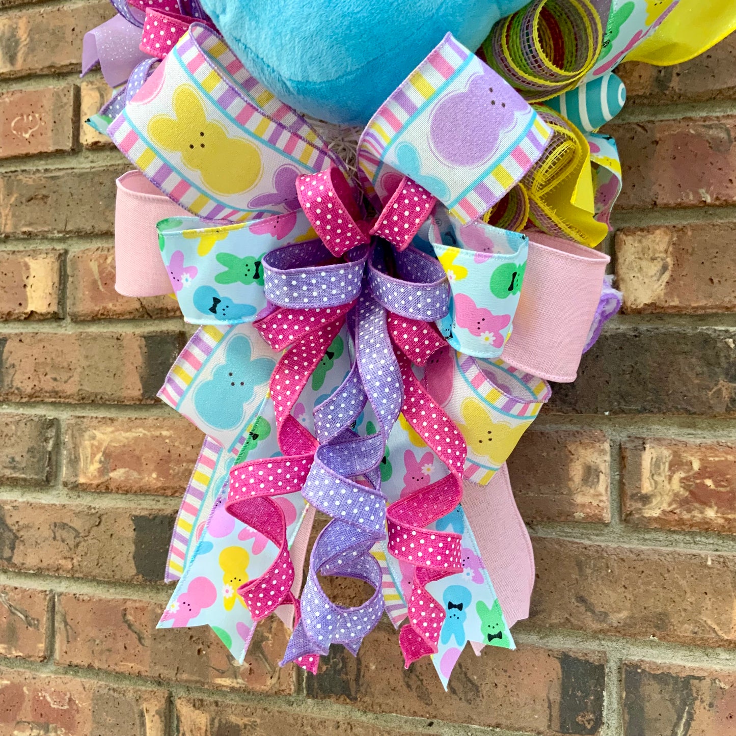 Easter Peeps Swag - Bunny Cookie Door Hanger | Pink Yellow Blue Plush Peeps Spring Decor 2026