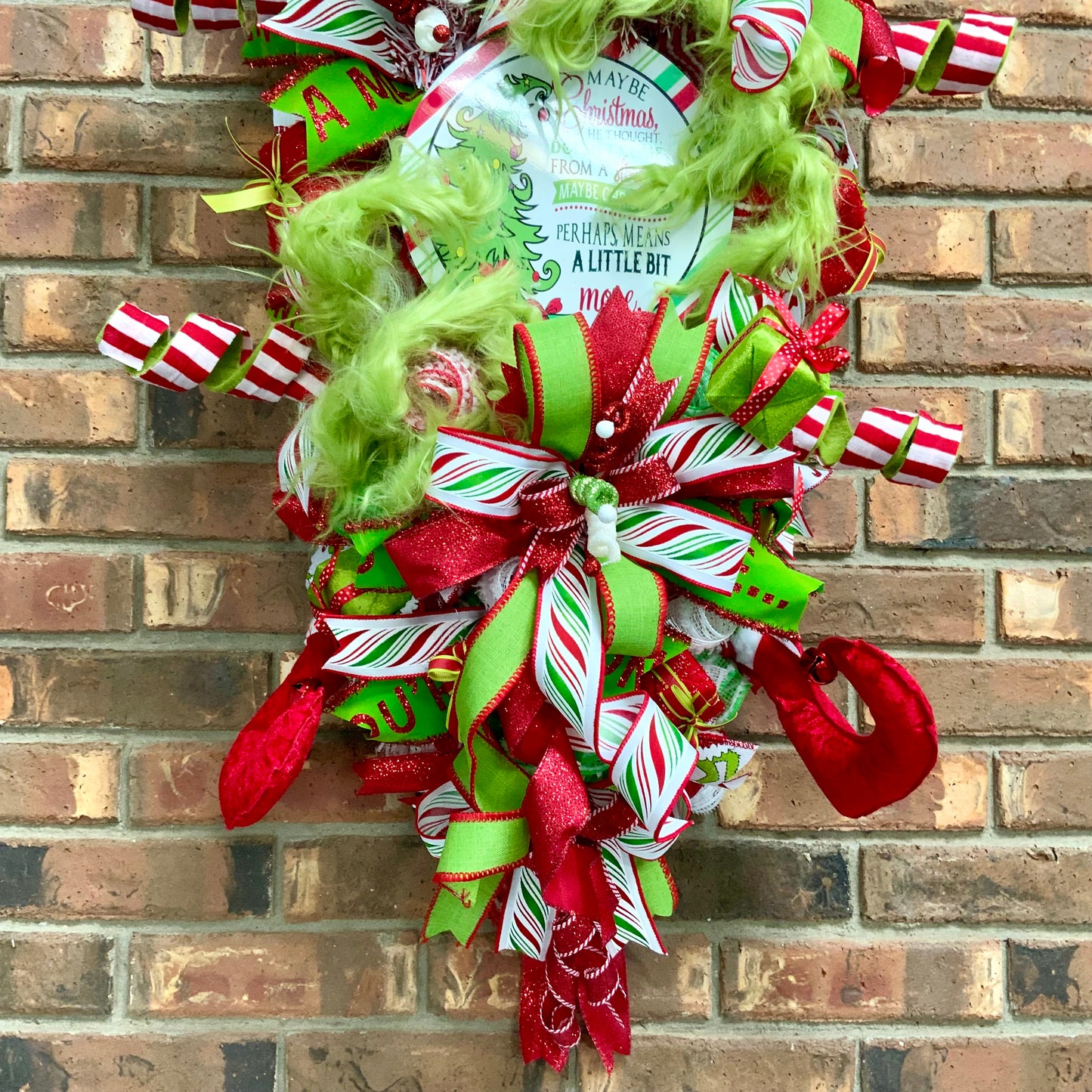 Grinch Swag, Large Grinch Door Hanger, Christmas Grinch Wreath, Custom Order