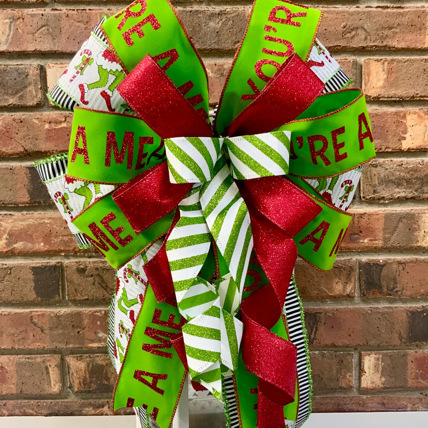 Christmas Bow for Lanterns, Grinch Bow, Christmas Mailbox Decor, Grinch Decor, Christmas Sconce Bow, Christmas Bow For Wreaths, 2025
