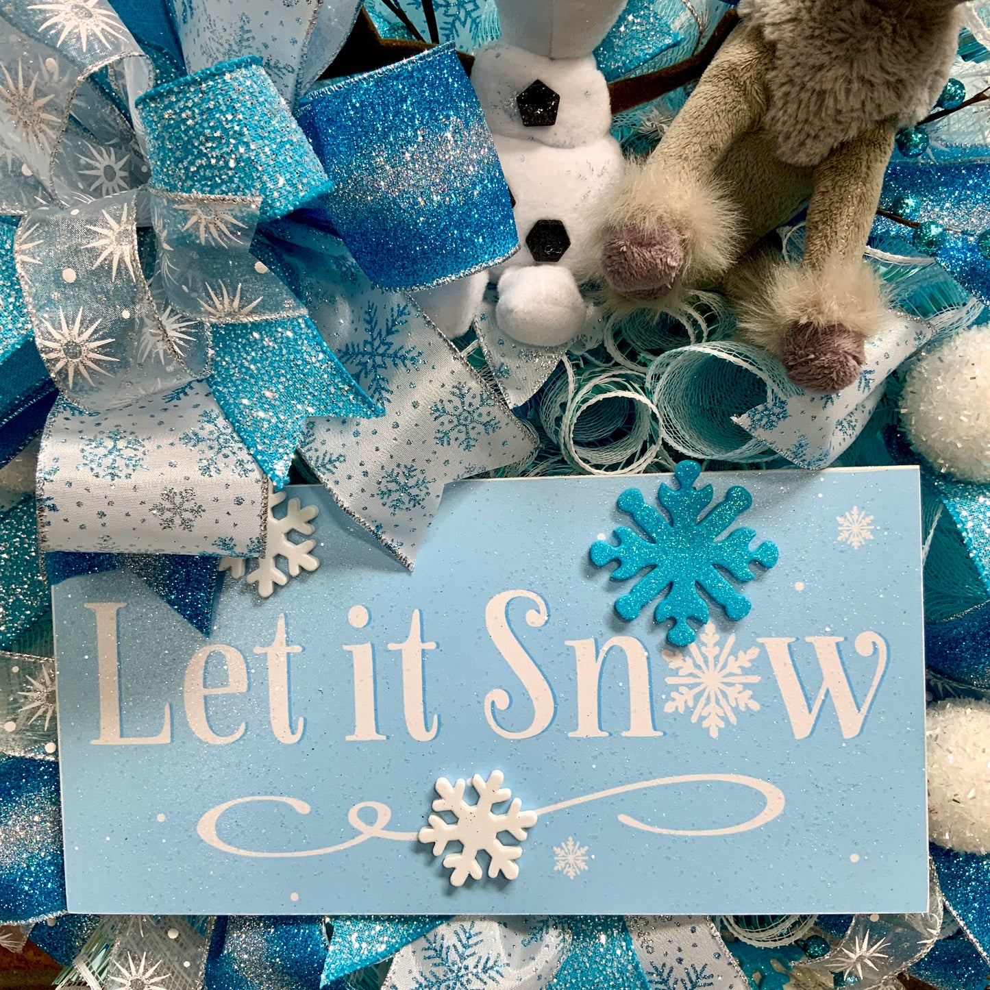 Olaf Wreath, Let It Snow Wreath, Blue Winter Wreath, Winter Snowflake Wreath, Large Winter Wreath, Winter Not Christmas Wreath, 2023