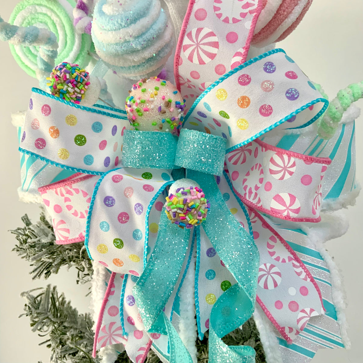 Candy Christmas Tree Topper Hat - Pastel Candy Land Tree Topper | Pink Sweet Treats Holiday Decor 2026