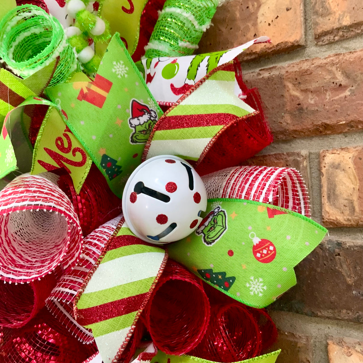Grinch Christmas Wreath - Happy Who-lidays! | Red & Lime Green Holiday Door Decor 2026
