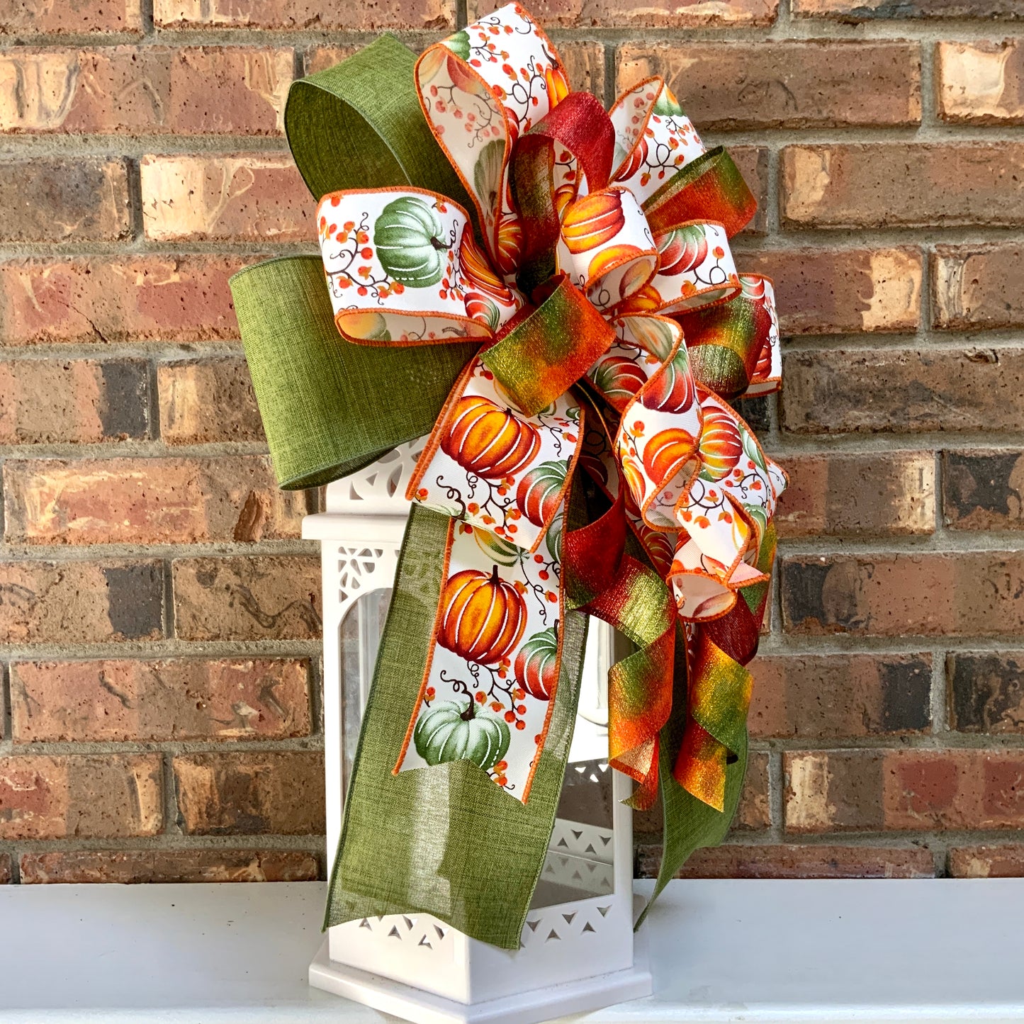 Fall Bow,  Pumpkin Bow, Fall Bow For Lantern, Fall Decor, Fall Bow For Wreaths, Sconce Bow