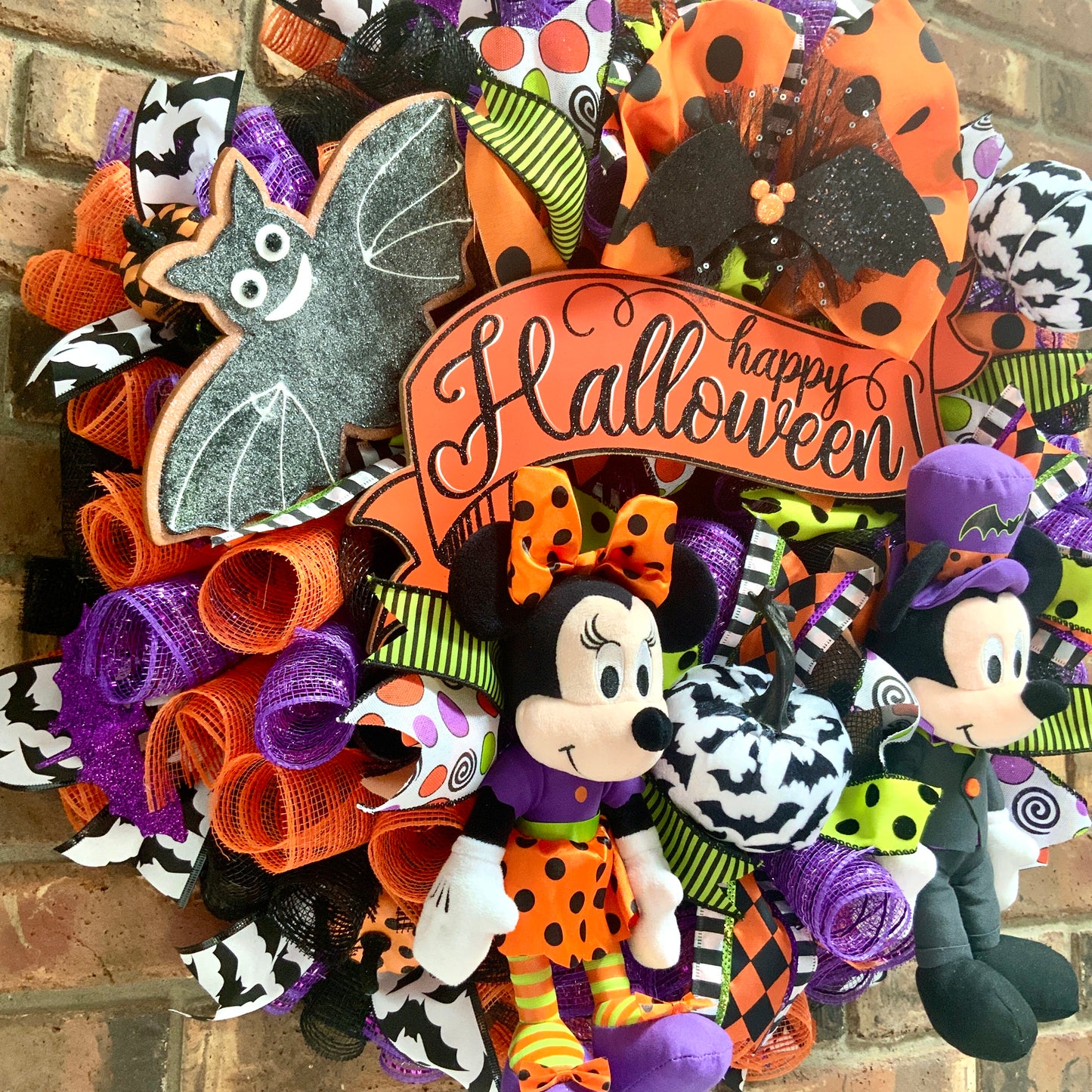 Mickey and Minnie Wreath, Mickey Mouse Wreath, Minnie Mouse Door Hanger, Mickey Mouse Halloween Wreath, Mickey and Minnie Halloween Decor