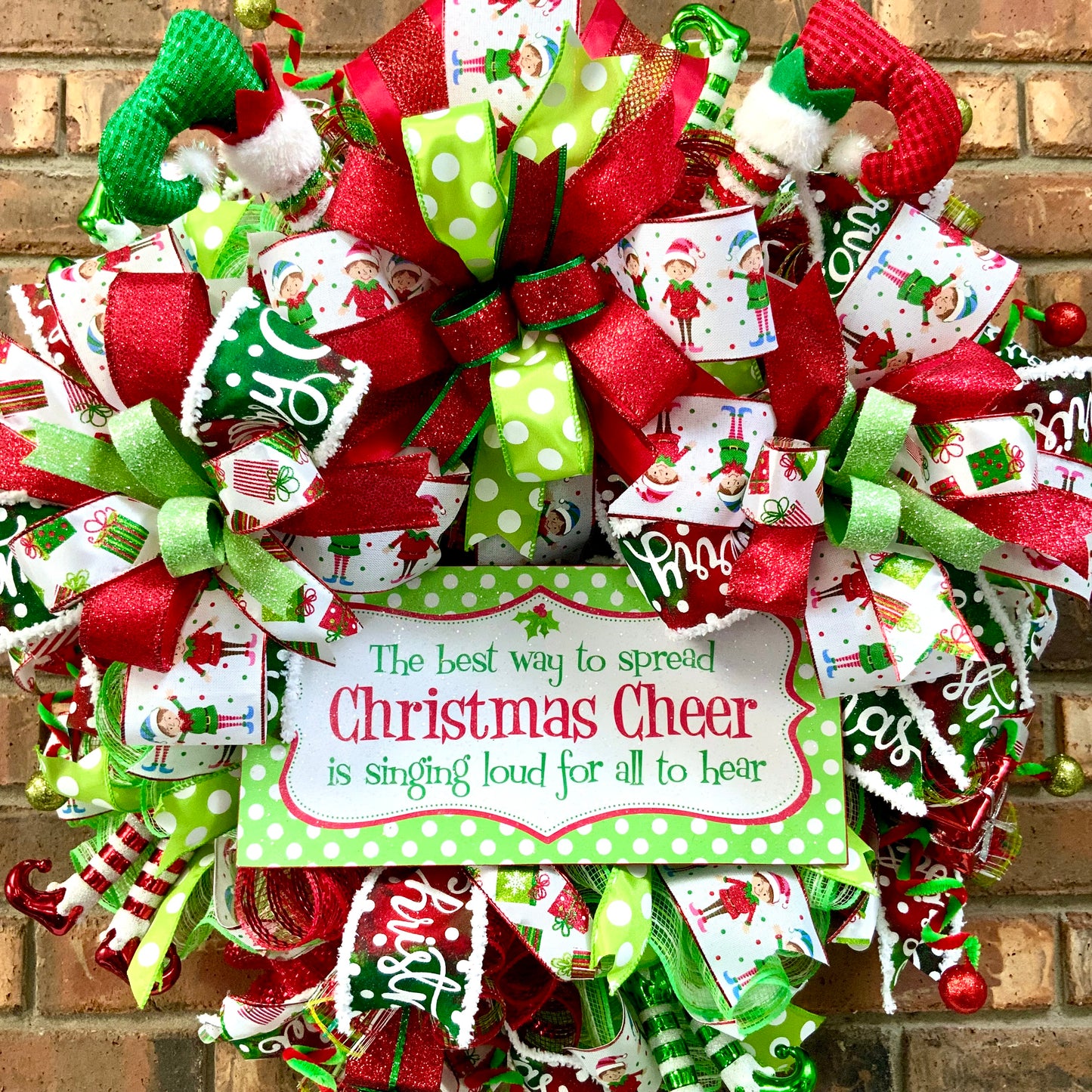 Elf Christmas Wreath, Elf Holiday Decor, Christmas Wreath, Christmas Door Hanger, Elf Christmas Decor, Christmas Jingle Wreath, Elf Decor 2024