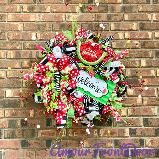 Summer Watermelon Wreath, Watermelon Decor, Spring Watermelon Wreath, Large Summer Wreath, Bright Summer Decor, 2025