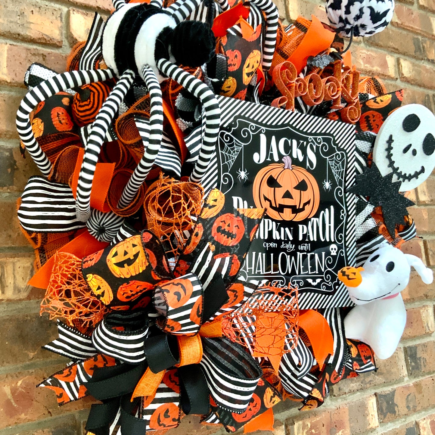 Jack Skellington Wreath, Halloween Welcome Wreath, Happy Halloween Decor, Halloween Jack Skellington Door Hanger