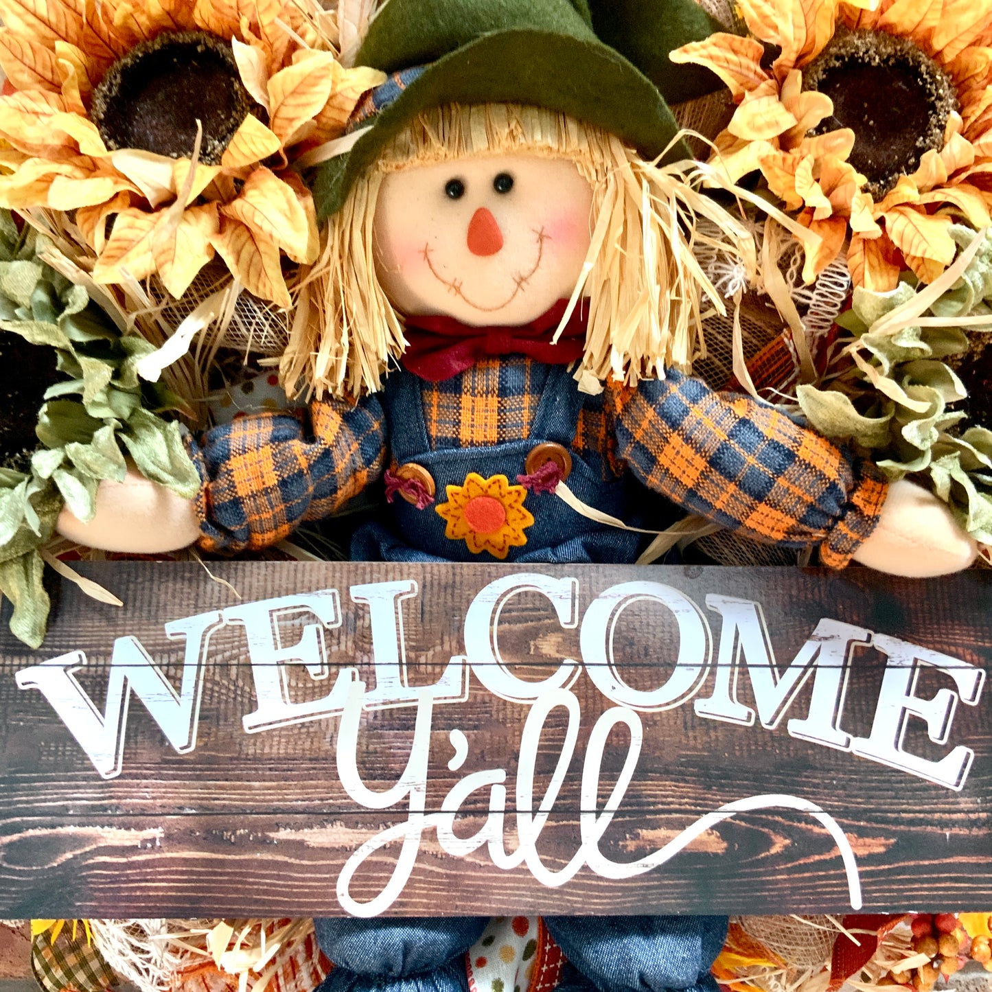 Fall Scarecrow Wreath, Fall Welcome Wreath, Fall Scarecrow Decor, Fall Wreath For Front Door, Fall Sunflower Door Hanger, Fall Farmhouse Wreath