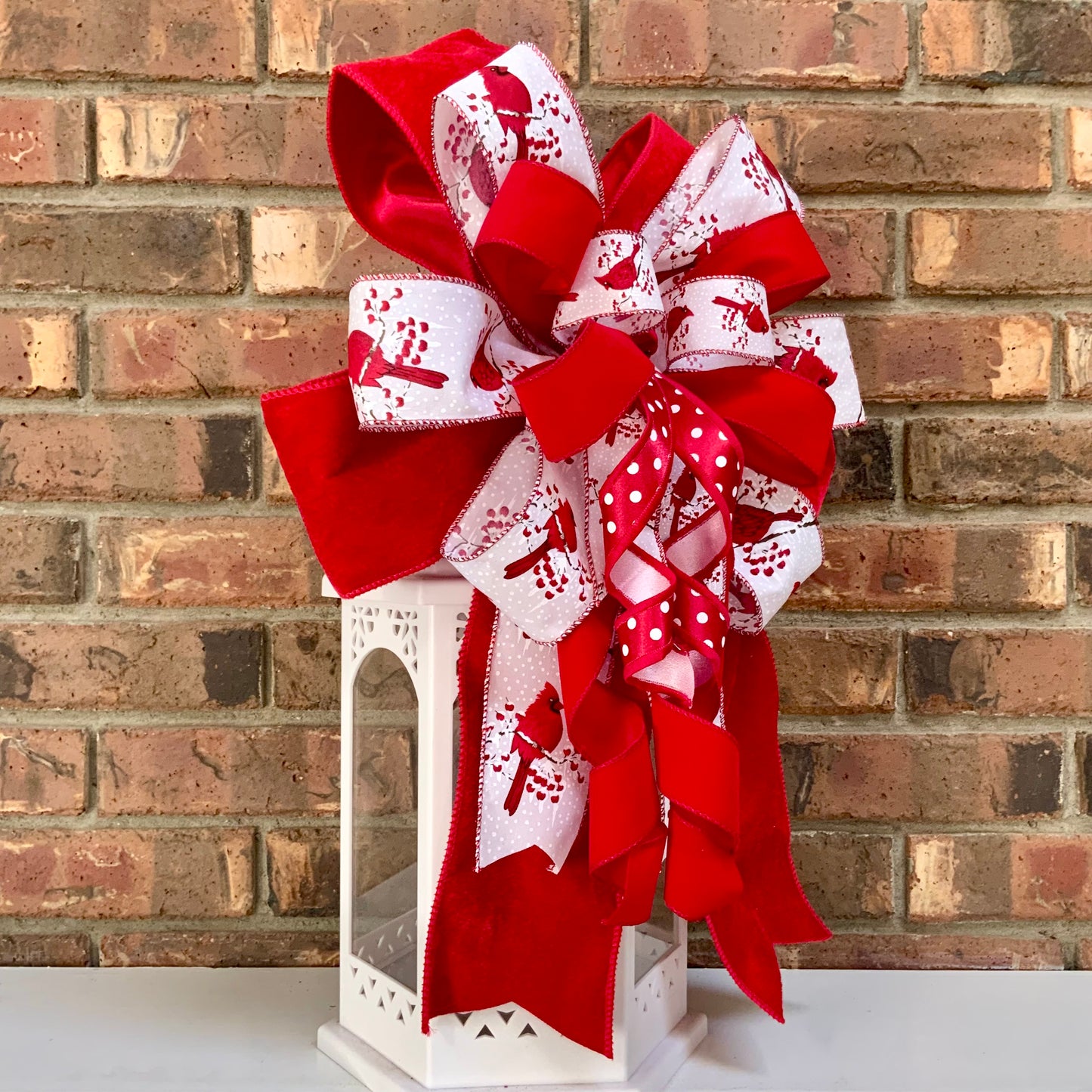 Red Cardinal Bow, Red Cardinal Christmas Decor, Christmas Bow, Winter Bow, Holiday Bow, Christmas Mailbox Bow, Christmas Lantern Bow, 2025