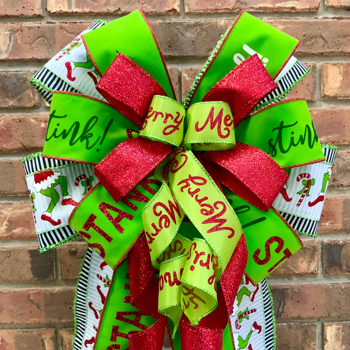 Christmas Bow for Lanterns, Grinch Bow, Christmas Mailbox Decor, Grinch Decor, Christmas Sconce Bow, Christmas Bow For Wreaths, 2024