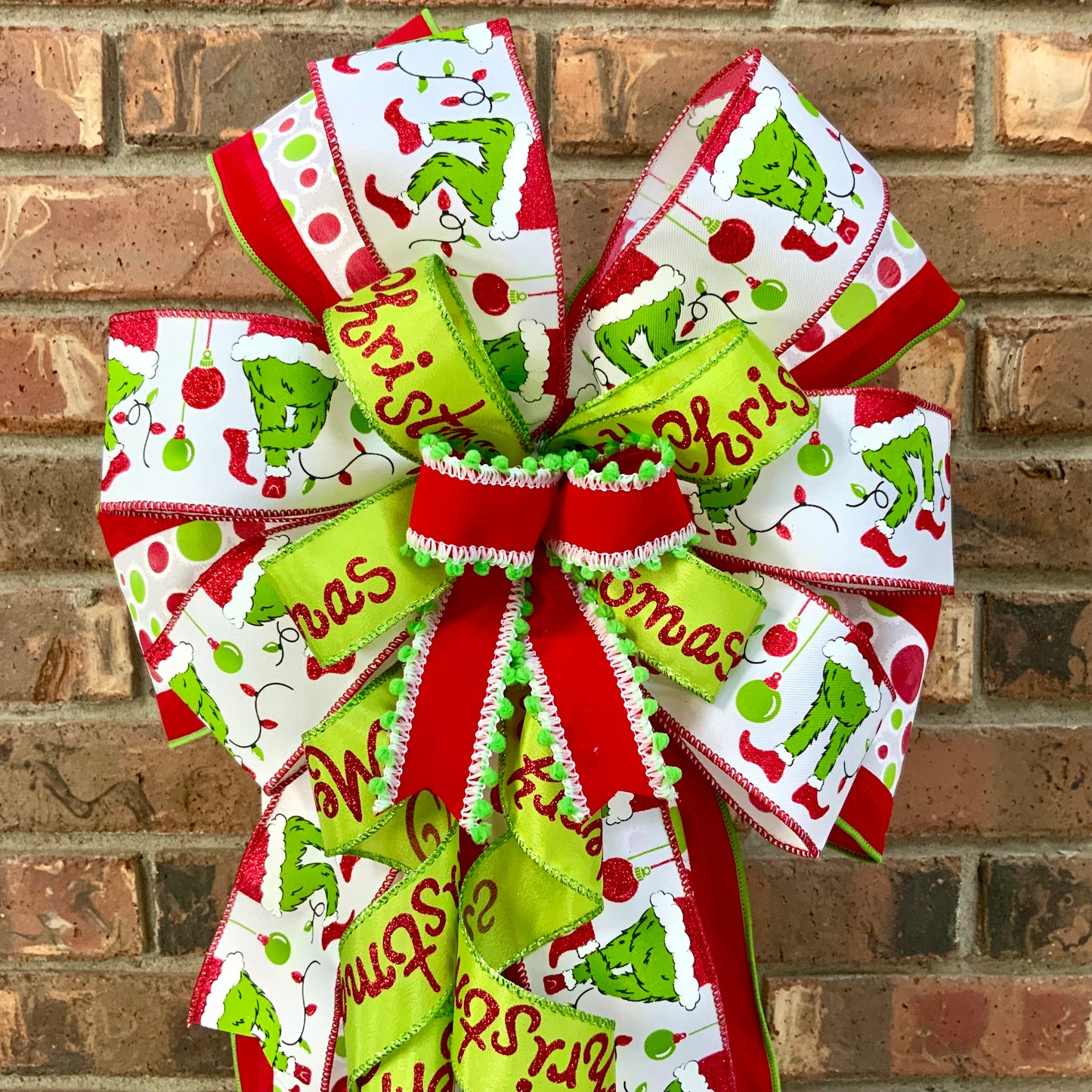 Christmas Bow for Lanterns, Grinch Bow, Christmas Mailbox Decor, Grinch Decor, Christmas Sconce Bow, Christmas Bow For Wreaths, 2024