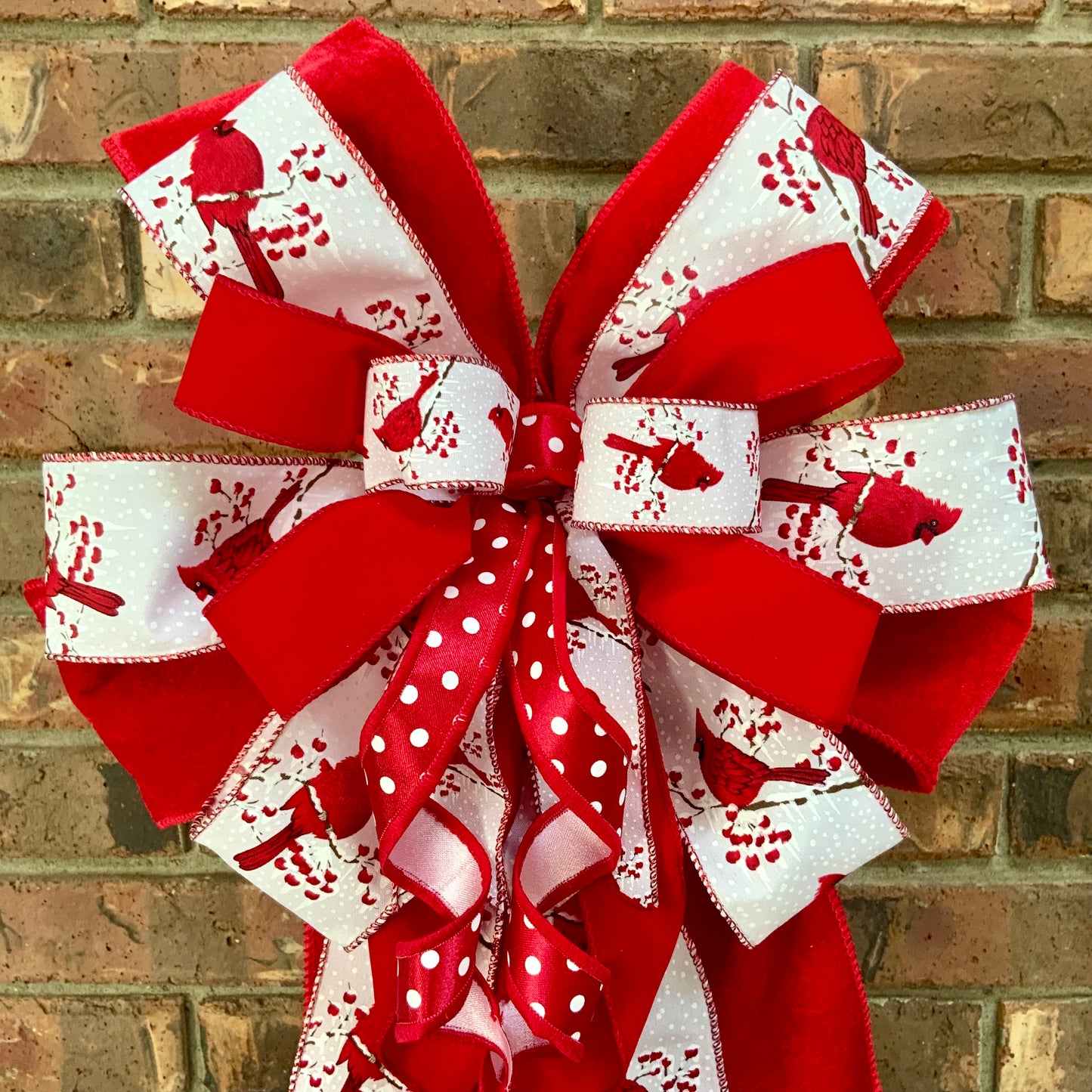 Red Cardinal Bow, Red Cardinal Christmas Decor, Christmas Bow, Winter Bow, Holiday Bow, Christmas Mailbox Bow, Christmas Lantern Bow, 2025