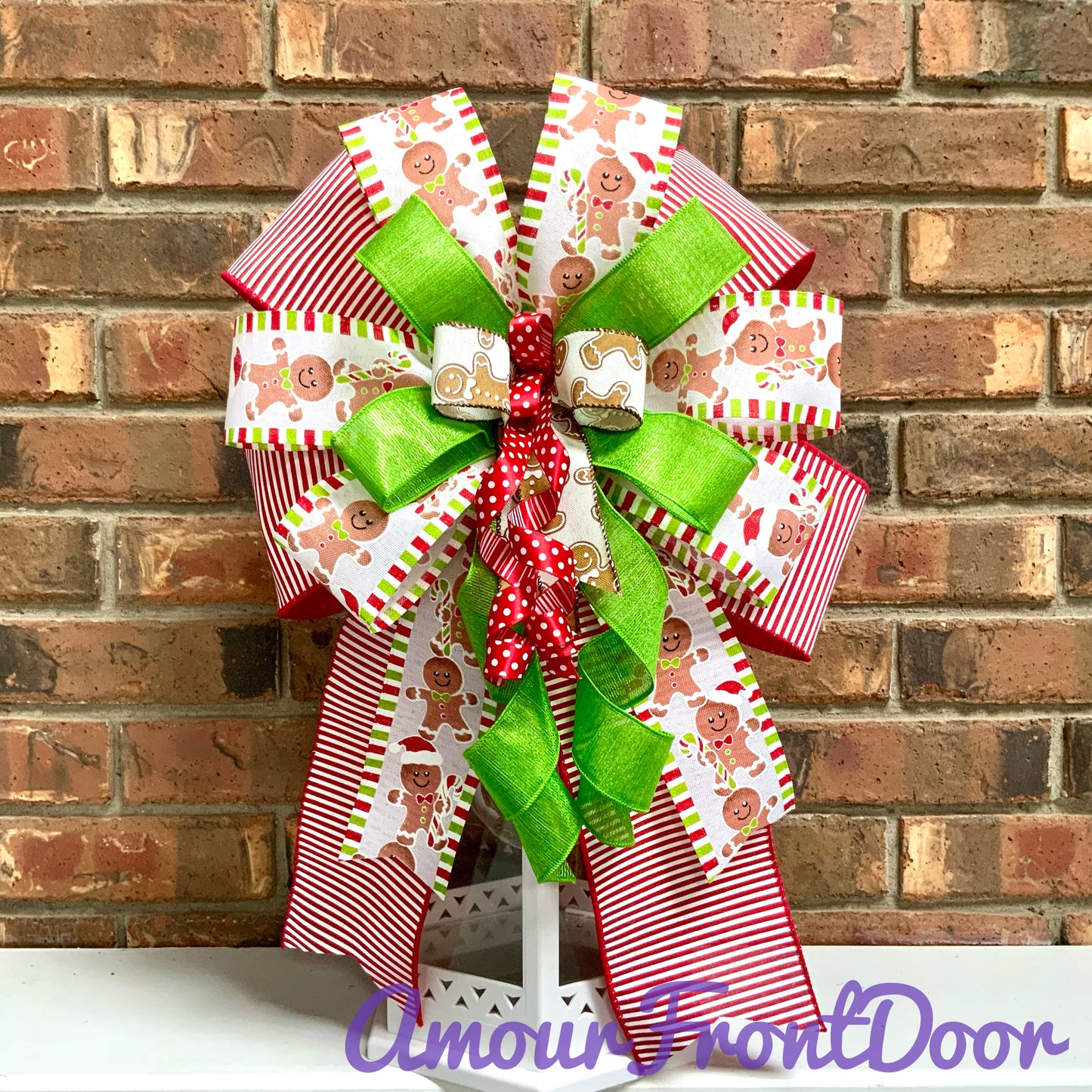 Christmas Bow for Lanterns, Gingerbread Bow, Christmas Mailbox Decor, Gingerbread Decor, Christmas Sconce Bow, Christmas Bow For Wreaths, 2024