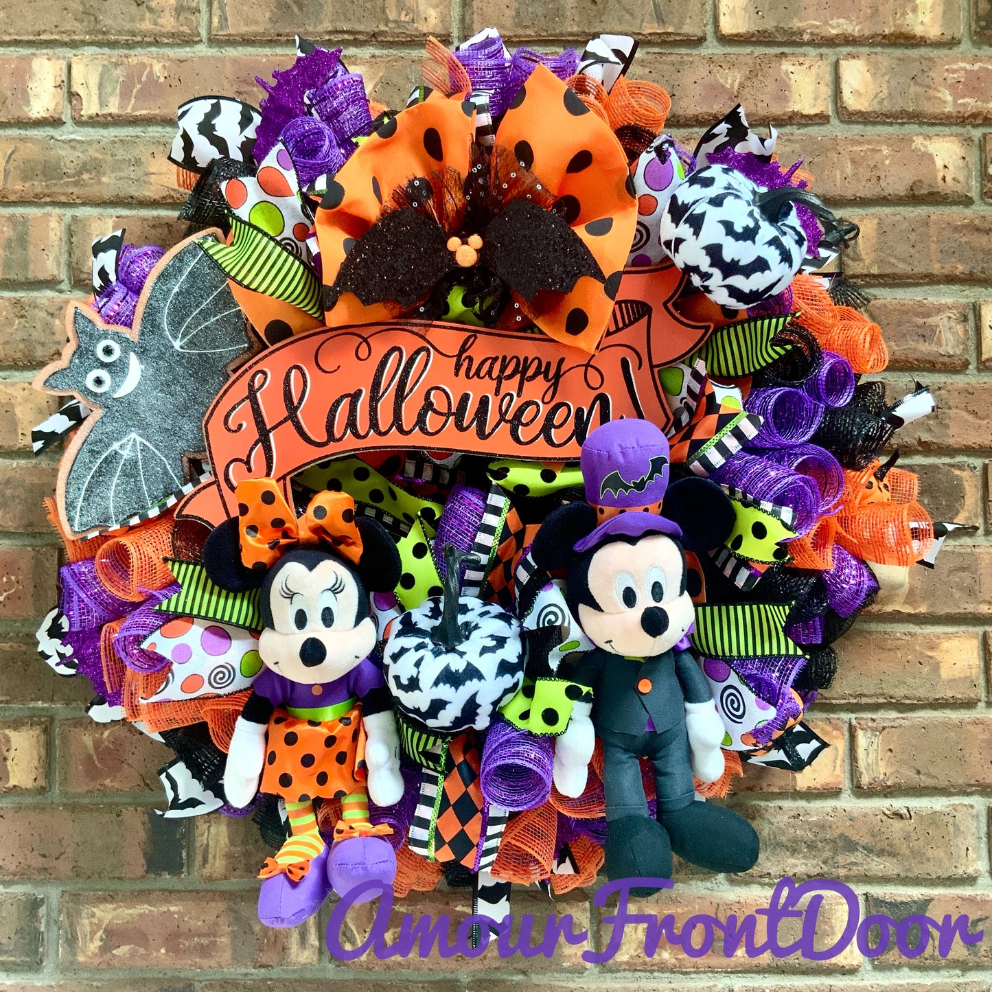 Mickey and Minnie Wreath, Mickey Mouse Wreath, Minnie Mouse Door Hanger, Mickey Mouse Halloween Wreath, Mickey and Minnie Halloween Decor