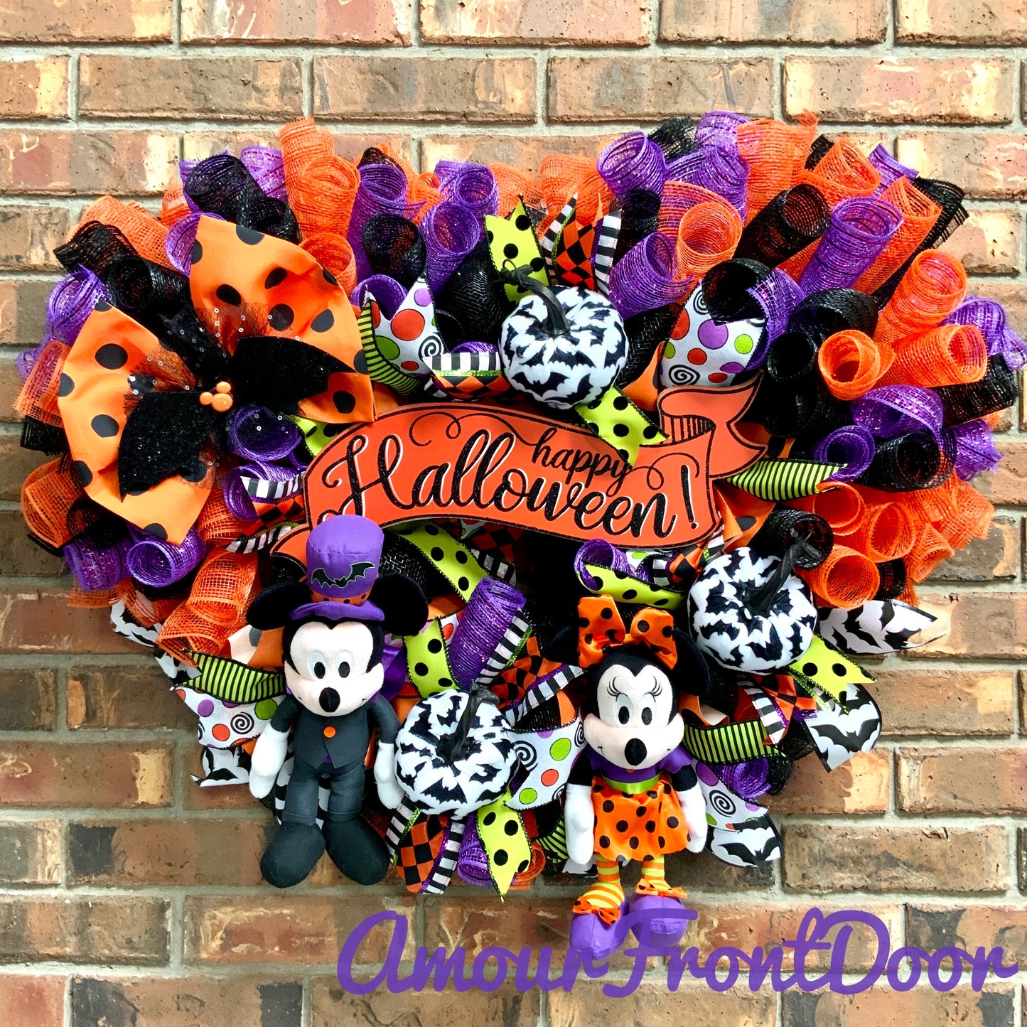 Mickey and Minnie Wreath, Mickey Mouse Wreath, Minnie Mouse Door Hanger, Mickey Mouse Halloween Wreath, Mickey and Minnie Halloween Decor