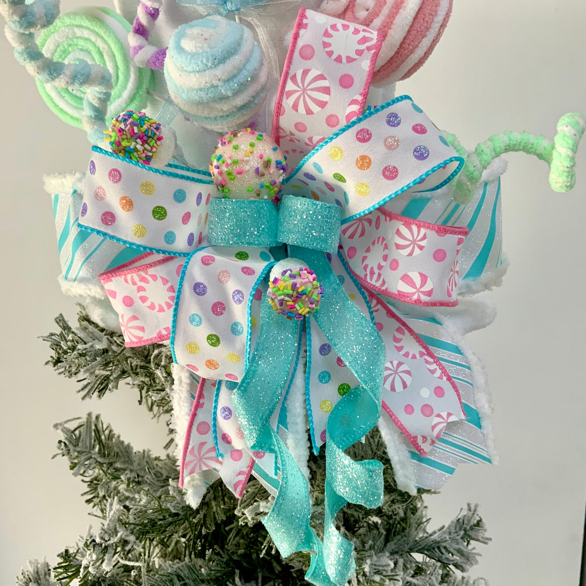 Candy Christmas Tree Topper Hat - Pastel Candy Land Tree Topper | Pink Sweet Treats Holiday Decor 2026